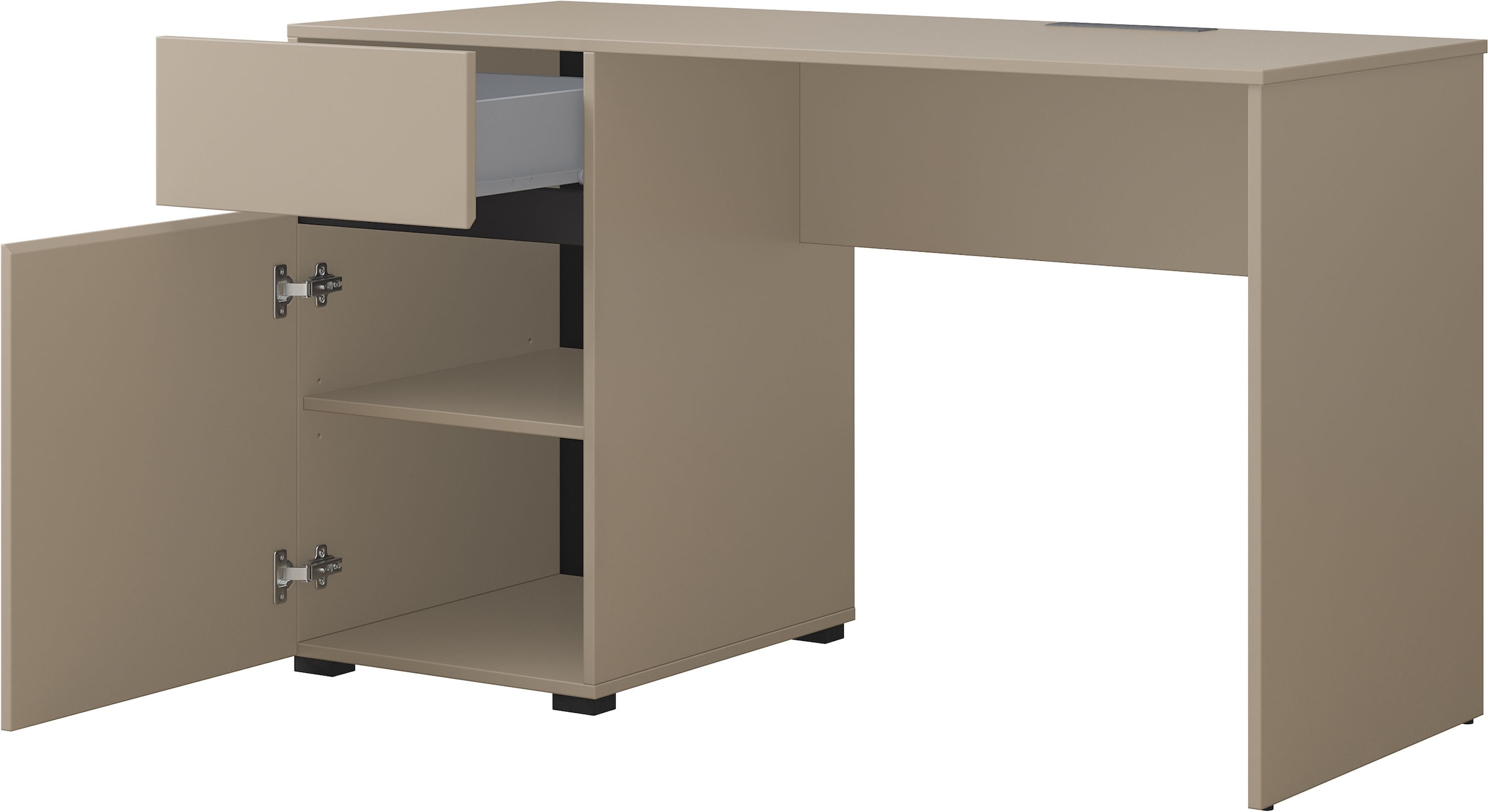 GOODproduct Schreibtisch »Cross, Breite 130 cm, praktischer Computertisch« Bürotisch mit 1 Schublade und Tür, Tischplatte mit Kabeldurchführung