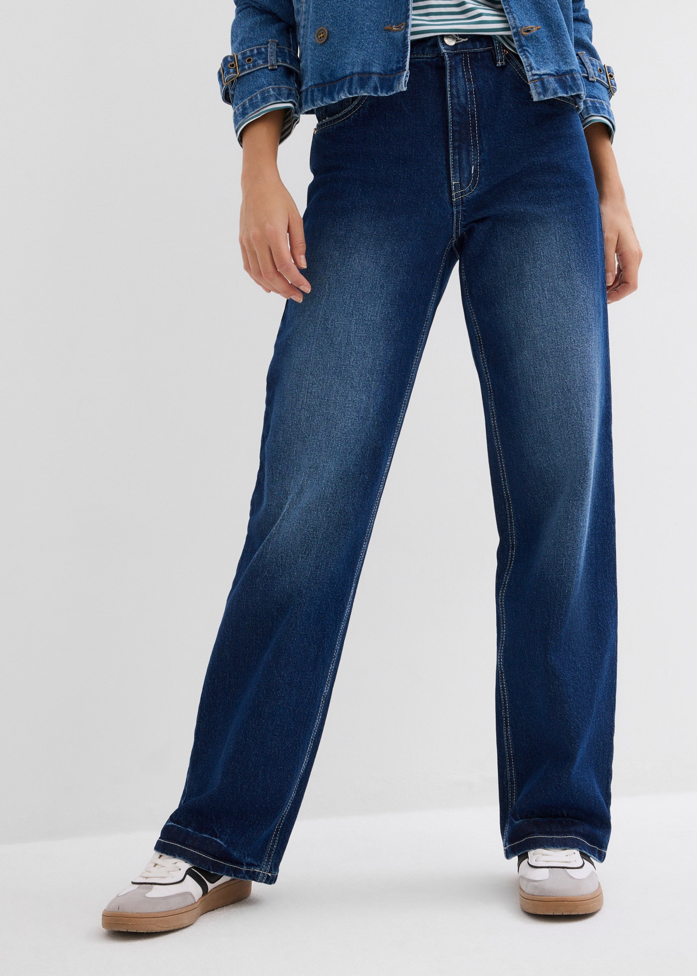 Image of bonprix Weite Jeans loose fit Passform, hoher Bund, aus überwiegend Baumwolle