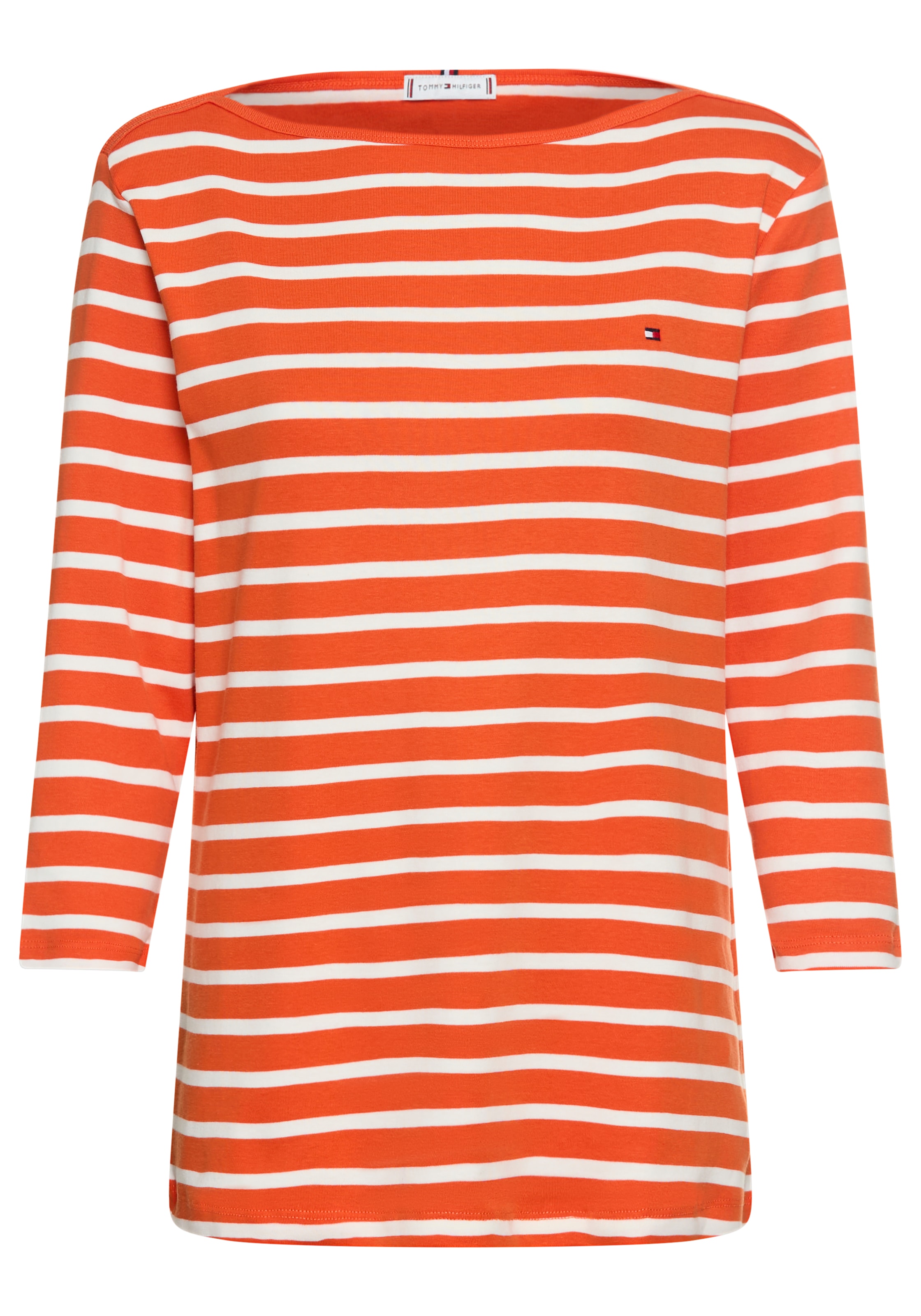 Tommy Hilfiger Curve T-Shirt »CRV SLIM CODY BOAT-NK 3/4SLV«, in Grossen Grössen, 3/4 Ärmel, Logostickerei