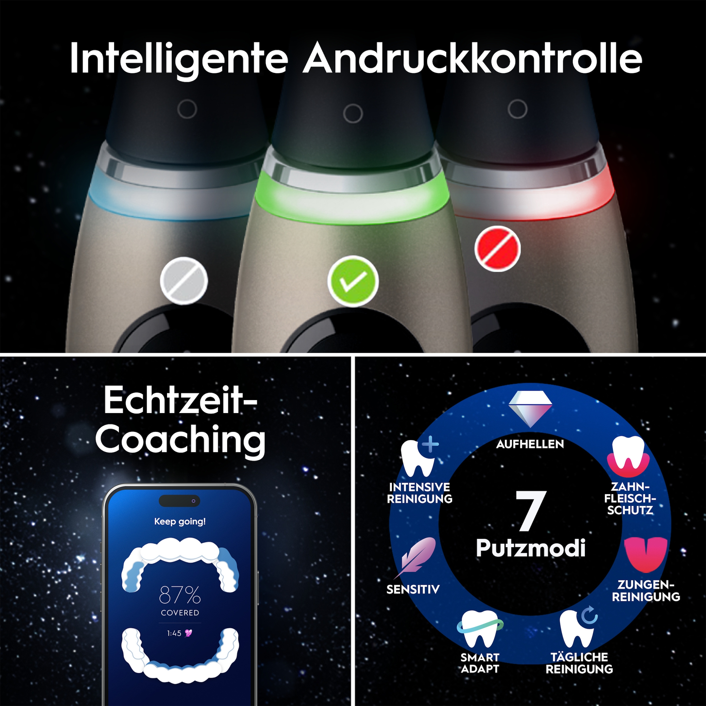 Oral-B Brosse à dents électrique »iO Series 10« 1 cuis Aufsteckbürsten inkl. 1 Aufsteckbürste, iO Sense Schnellladestation, Lade-Reise-Etui