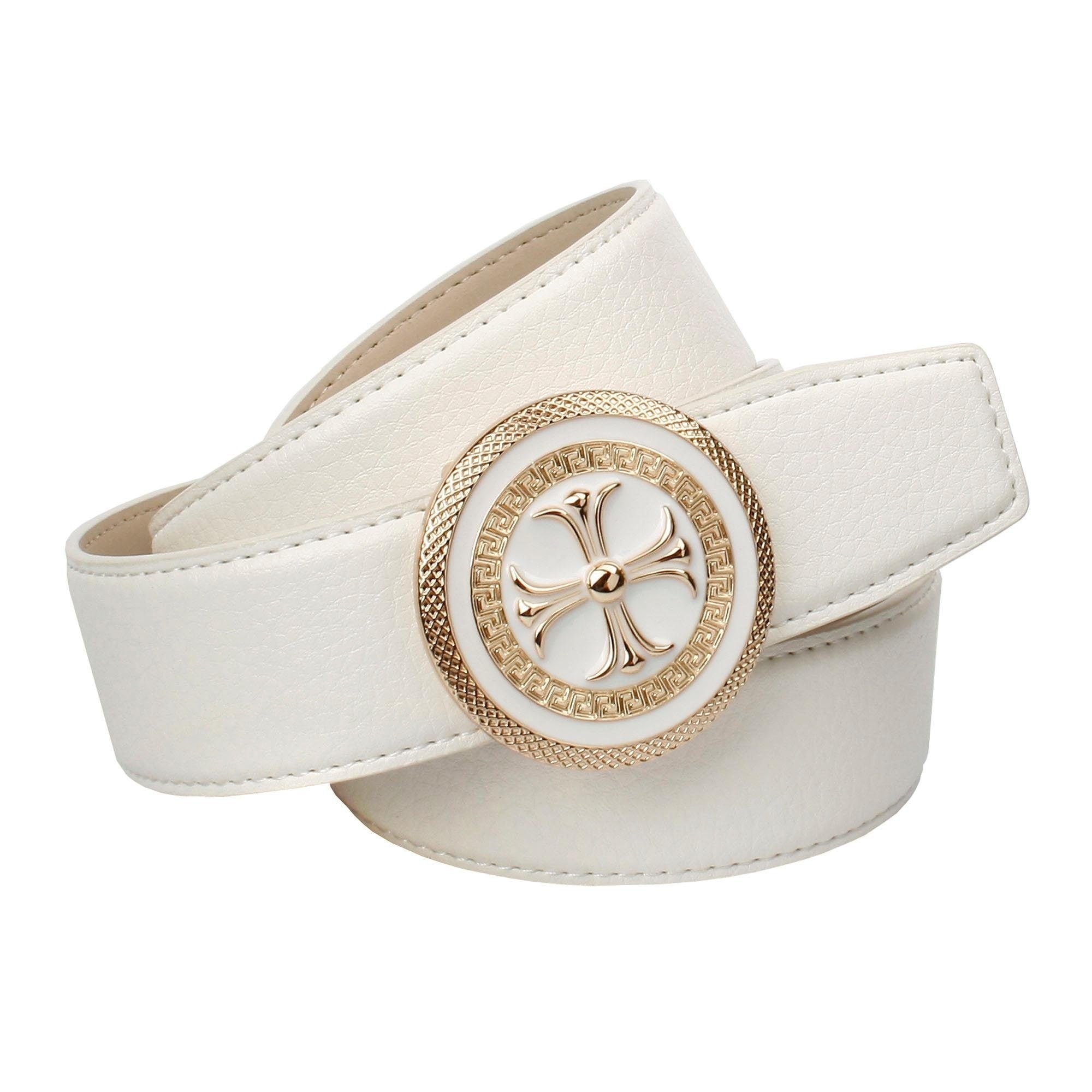 Image of Anthoni Crown Ledergürtel, mit runder goldfarbener Schliesse in Bicolor-Optik bei Ackermann Versand Schweiz