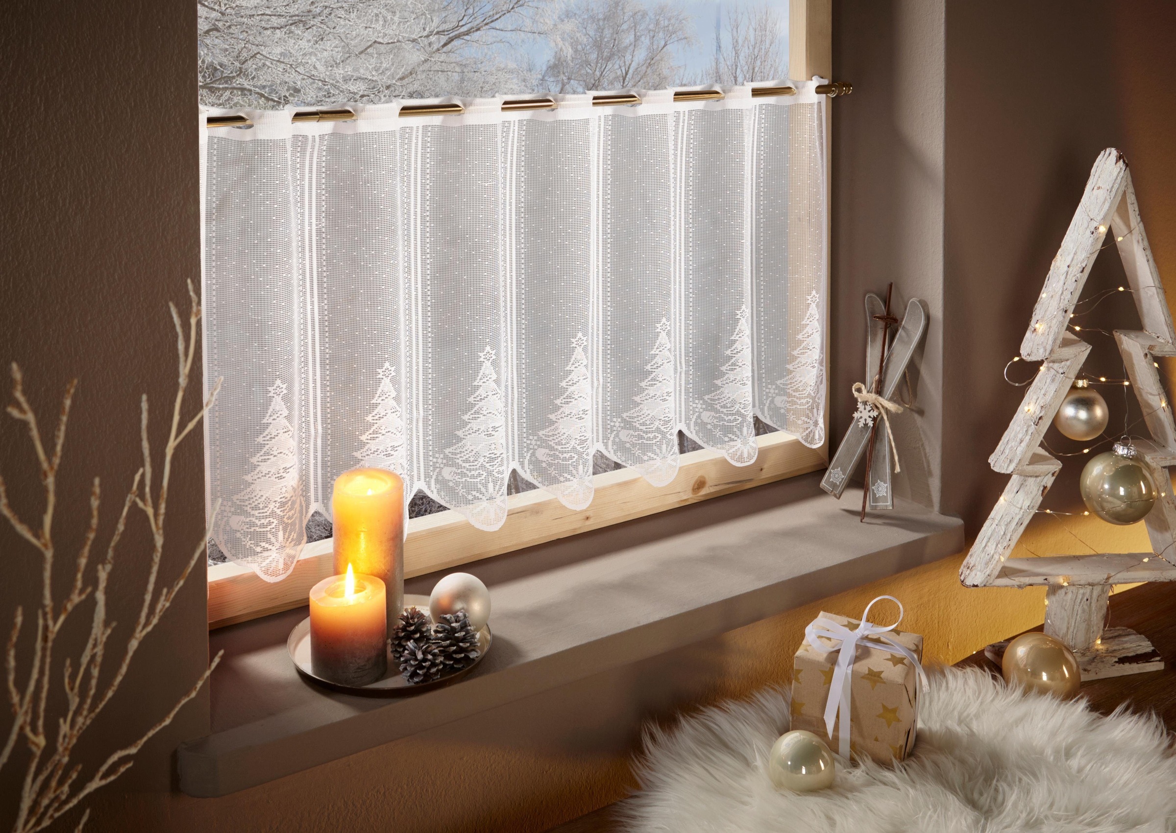 Image of Home affaire Scheibengardine »Tannenbaum«, (1 St.), Transparent, Jacquard, Polyester bei Ackermann Versand Schweiz