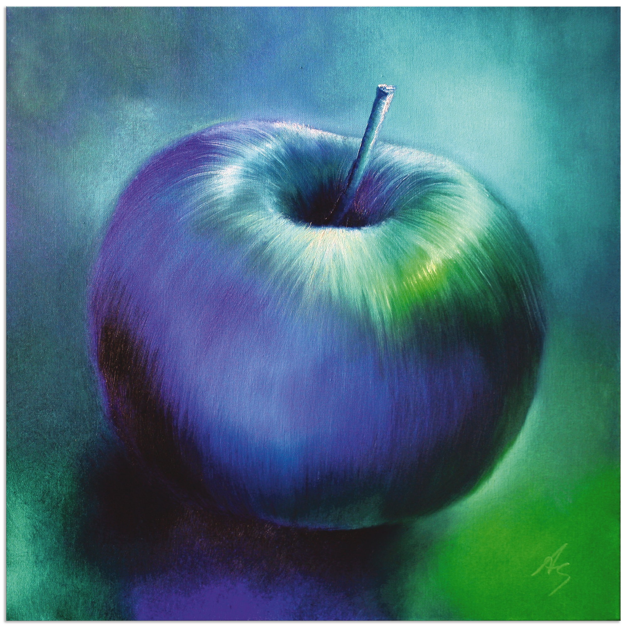 Image of Artland Wandbild »Der blaue Apfel«, Arrangements, (1 St.), in vielen Grössen & Produktarten - Alubild / Outdoorbild für den Aussenbereich, Leinwandbild, Poster, Wandaufkleber / Wandtattoo auch für Badezimmer geeignet bei Ackermann Versand Schweiz