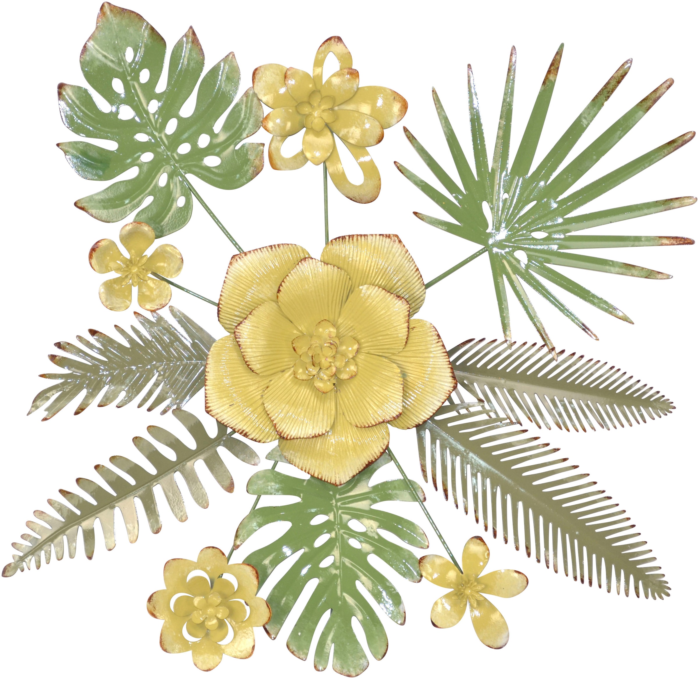 Image of HOFMANN LIVING AND MORE Wanddekoobjekt "Wanddekoration" Florale Metalldeko