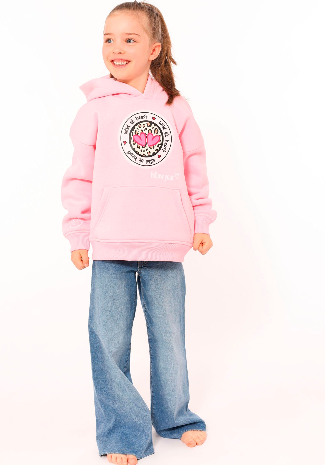 Zwillingsherz Hoodie »"Kelly-Kids"«, mit rundem Leo Motiv für Mädchen