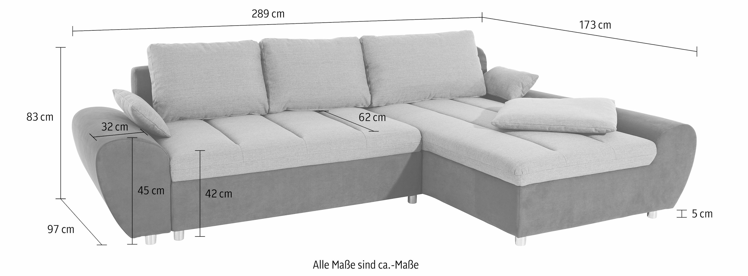 sit&more Ecksofa »Bandos L-Form«, in 2 unterschiedlichen Grössen, wahlweise mit Bettfunktion