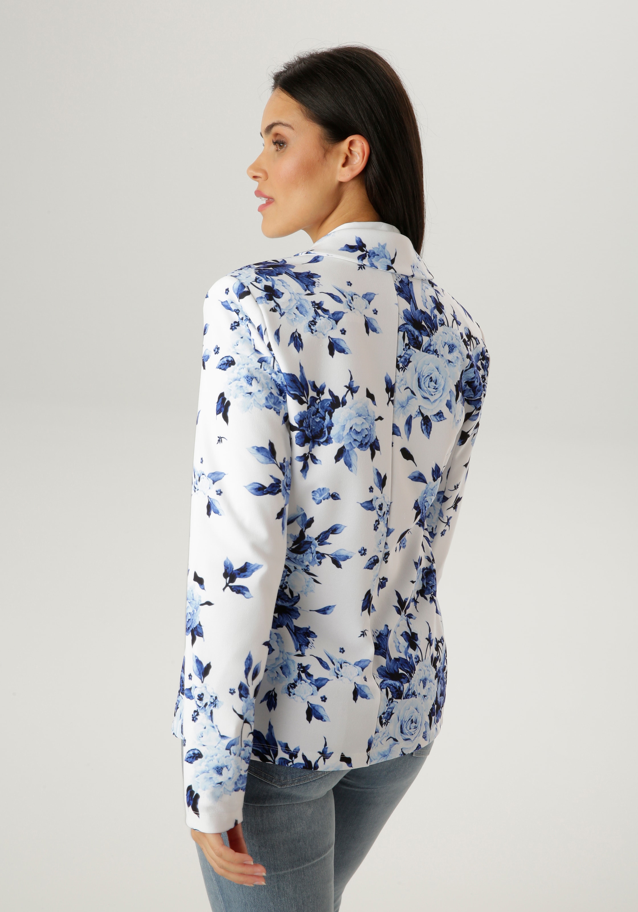 Aniston SELECTED Blazer en jersey mit floralem, romantischen Blumendruck - NEUE KOLLEKTION