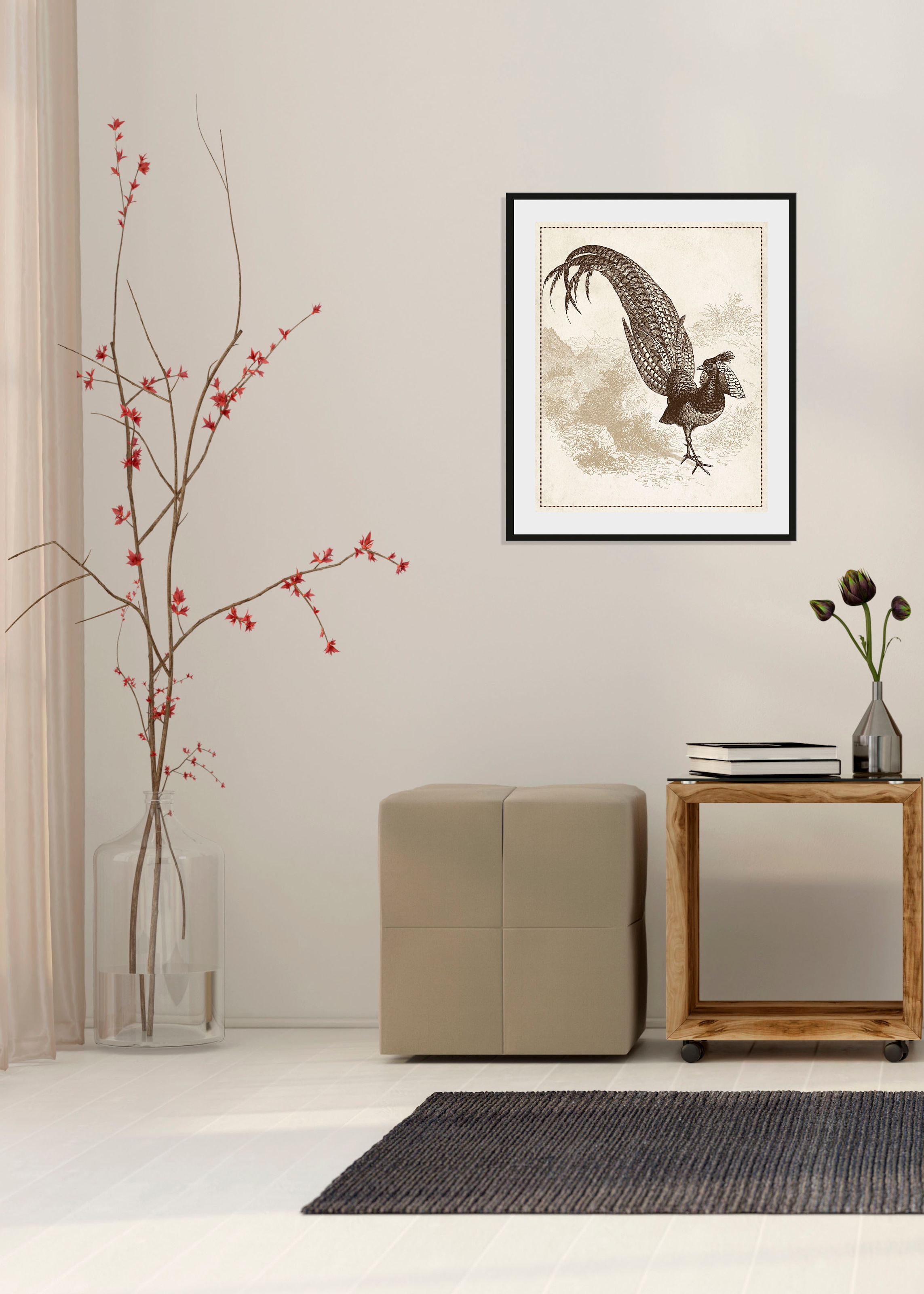 Image of queence Bild "Lulu" Kunst Vogelbilder Vögel historische Ereignisse 1 Stk. tlg. HD Premium Poster-Druck inkl. Holzrahmen
