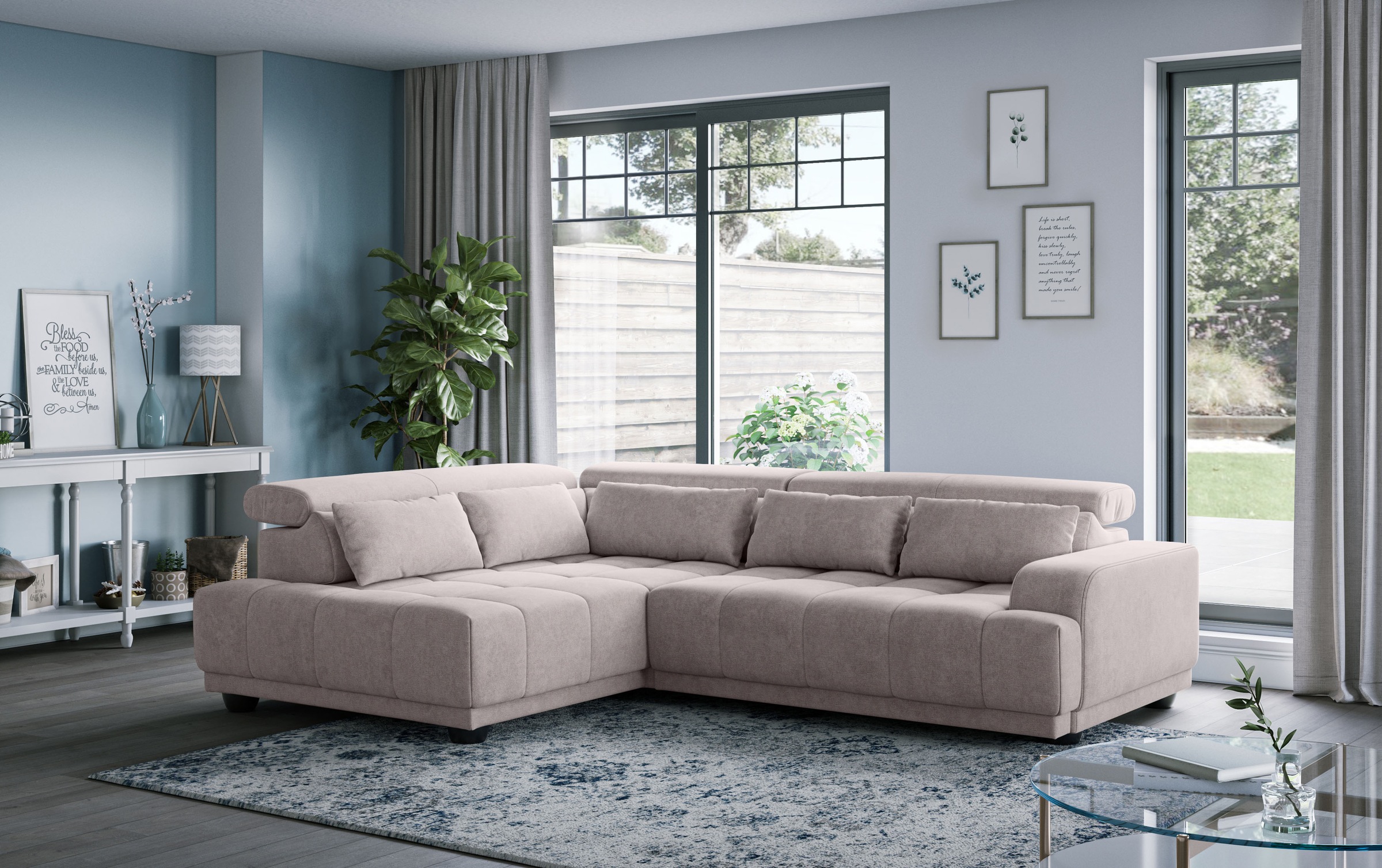 Image of COTTA Ecksofa "Jade L Form, B: 270 cm, mit Kopfteilverstellung & Nierenkissen" optional elektr. Sitztiefenverstellung