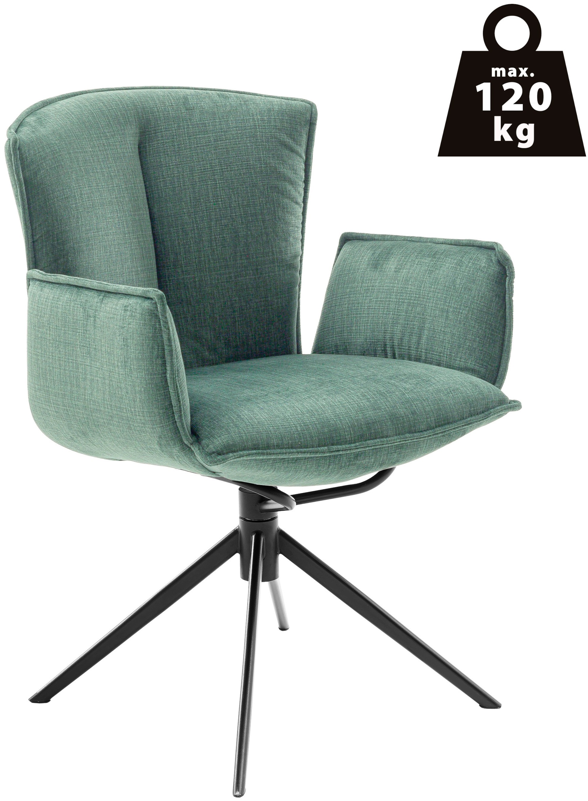MCA furniture 4-Fussstuhl »NALON Esszimmerstuhl (2er Set) - Stuhl«, (Set), 2 St., Veloursstoff, 360° drehbar, Schwingfunktion, Metall, Veloursoptik, belastbar 120 kg