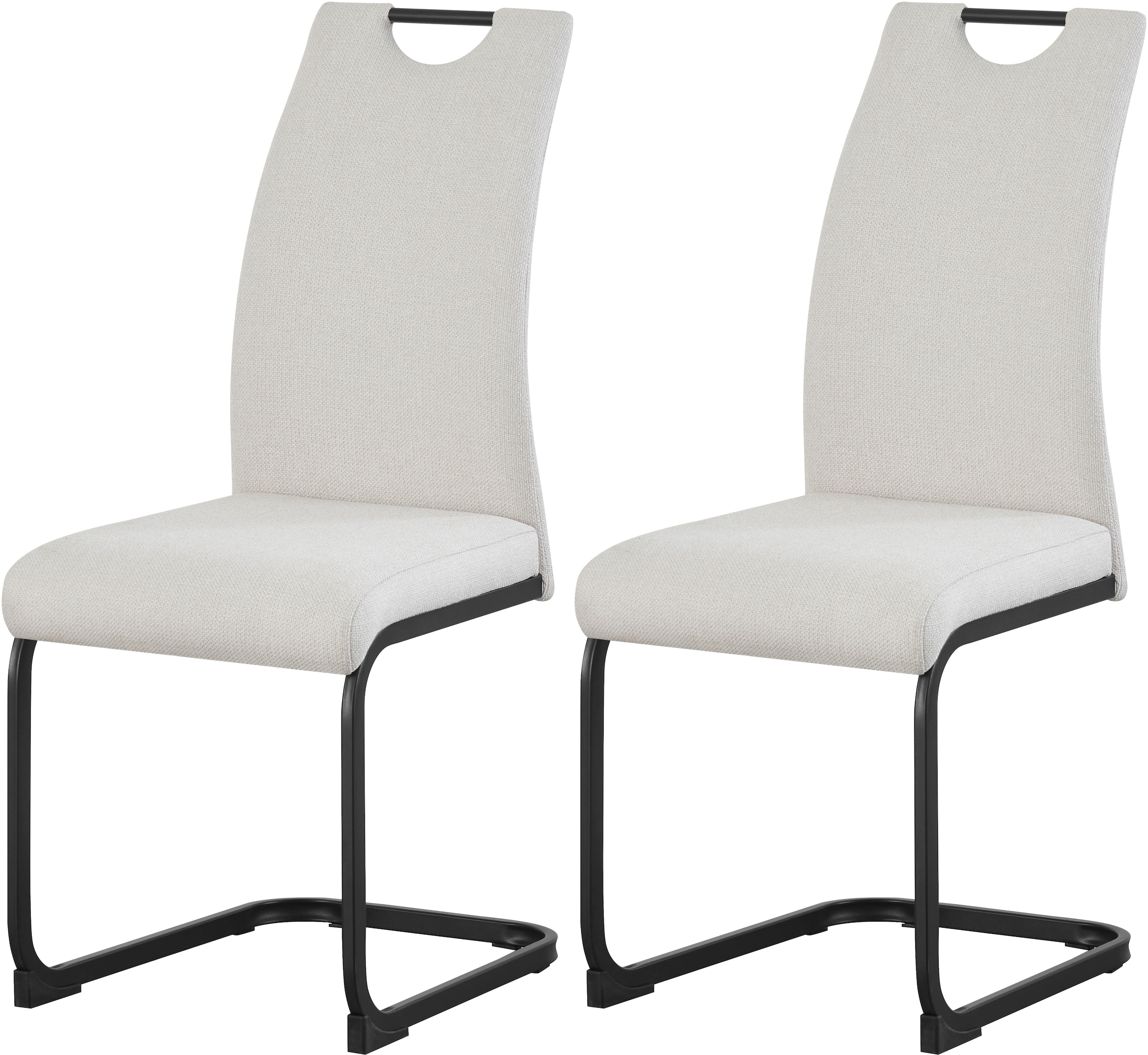 Home affaire Esszimmerstuhl »KANATA, 2er Set, mit Metallgestell in matt schwarz« (Set) 2 Stk.in verschiedenen Farben, Belsatbarkeit pro Stuhl 120 kg, mit Griffloch