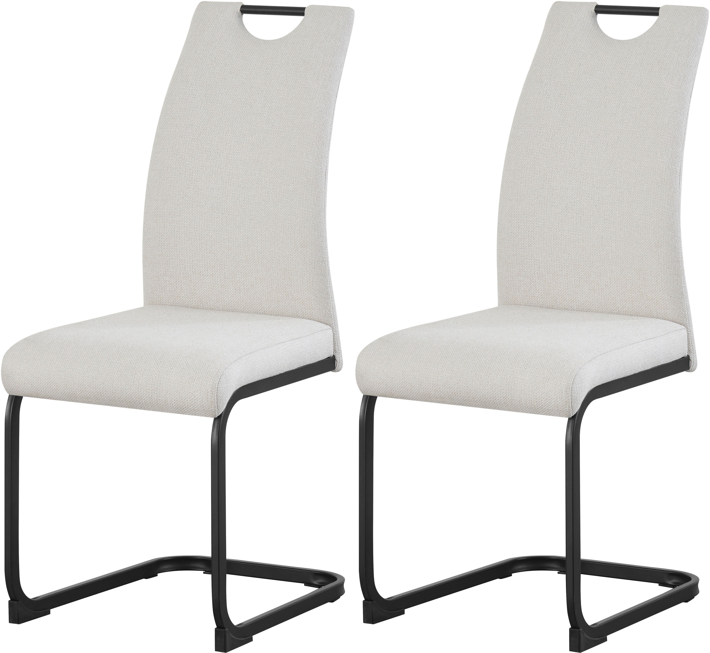 Image of Home affaire Esszimmerstuhl "KANATA, 2er Set, mit Metallgestell in matt schwarz" (Set) 2 Stk.in verschiedenen Farben, Belsatbarkeit pro Stuhl 120 kg, mit Griffloch