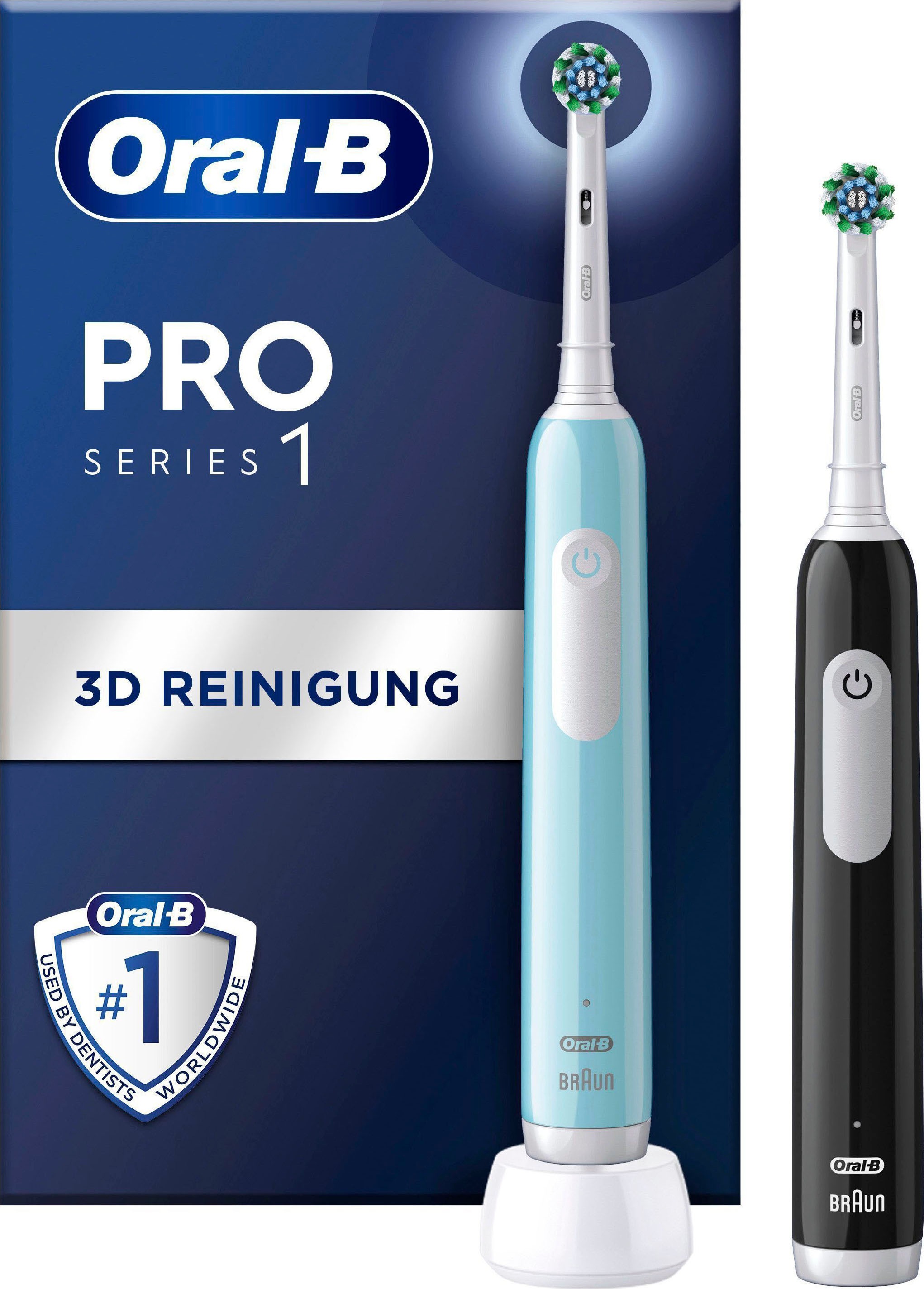 Image of Oral-B Elektrische Zahnbürste "PRO Series 1 Doppelpack" 2 Stk. Aufsteckbürsten Drucksensor