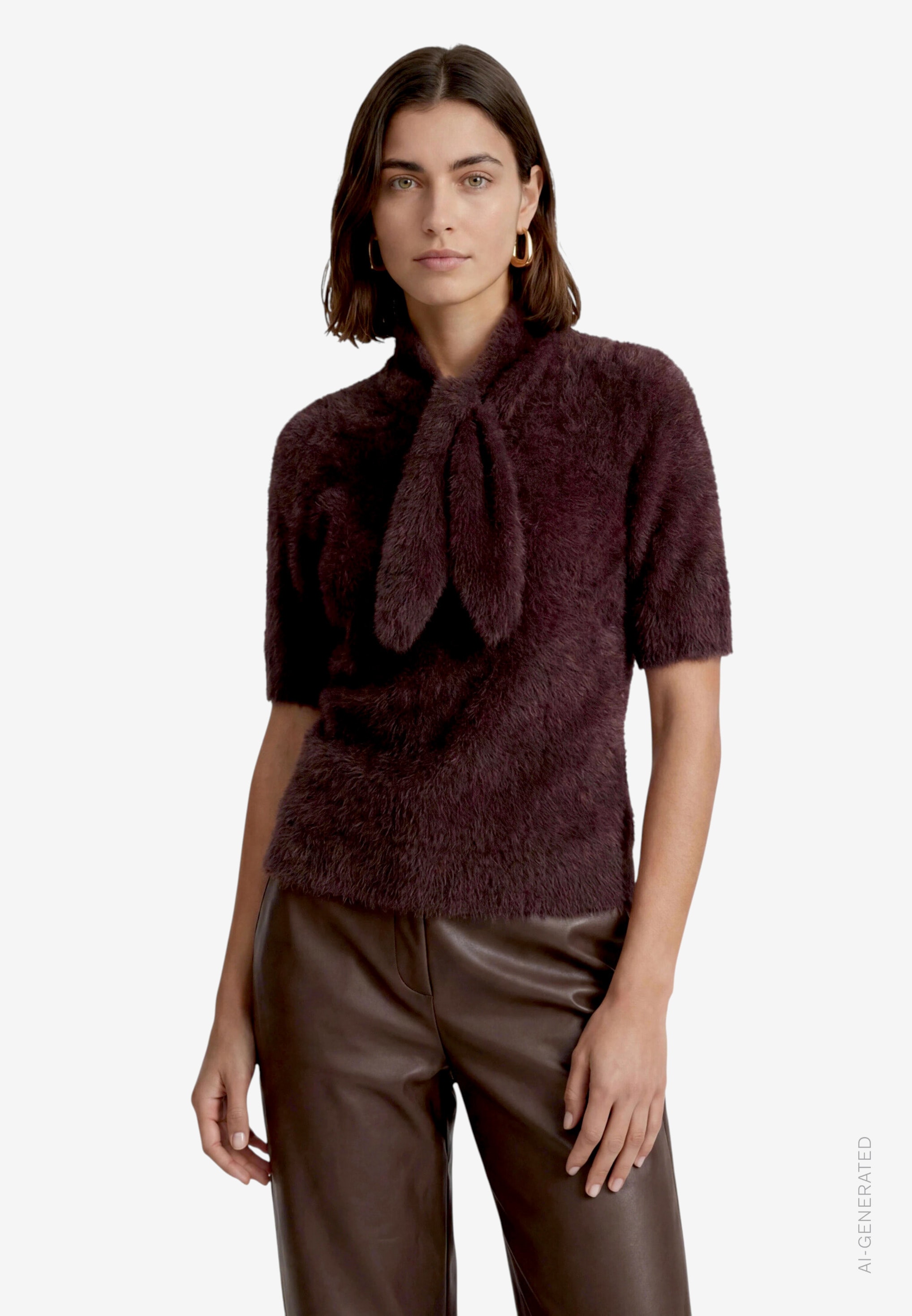 Image of Zero Schalkragenpullover Kurzarmpullover flauschig