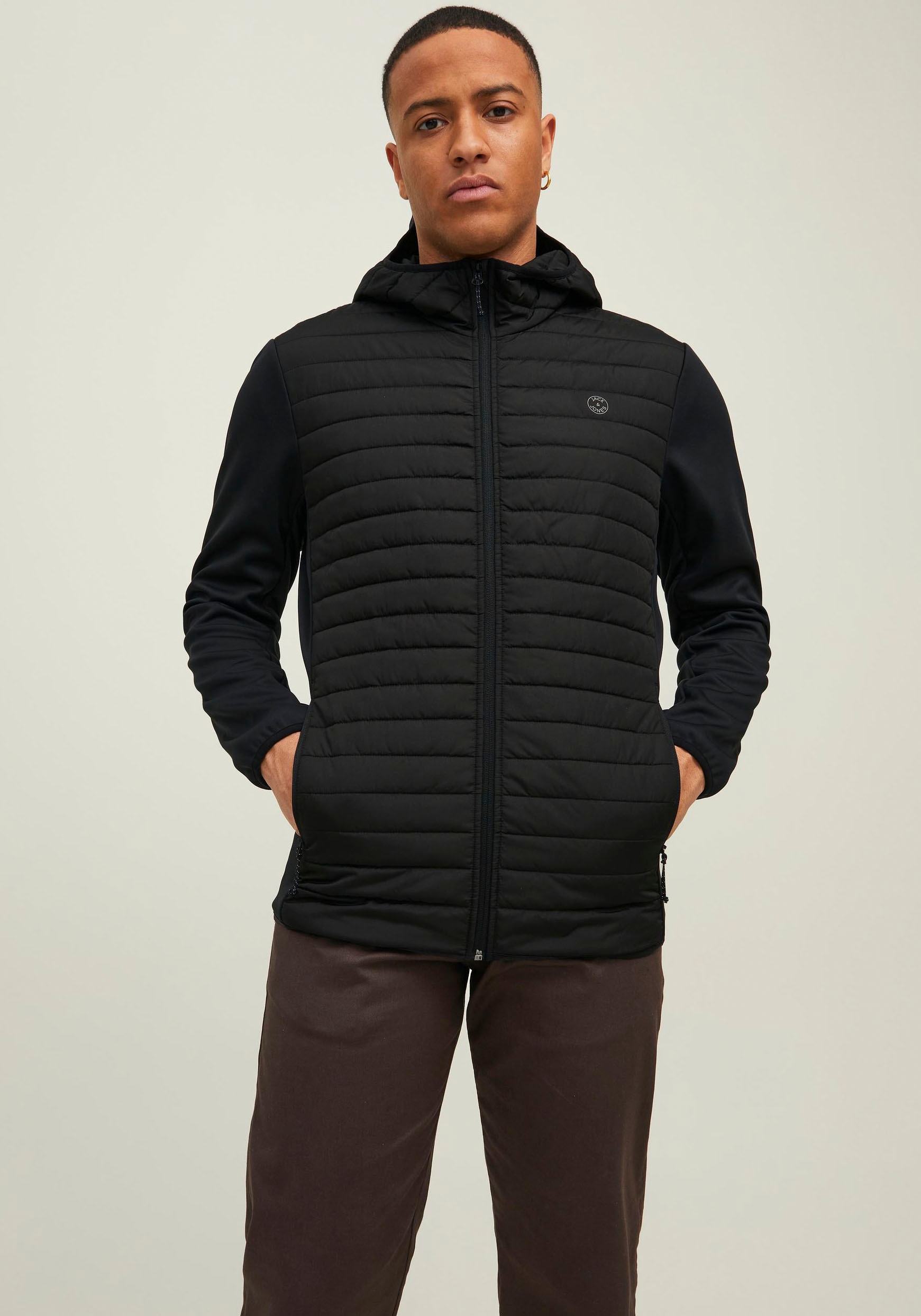 Image of Jack & Jones Steppjacke "JJEMULTI mit Kapuze und Futter" mit Kapuze unifarben, modisch, regular fit, Polyester