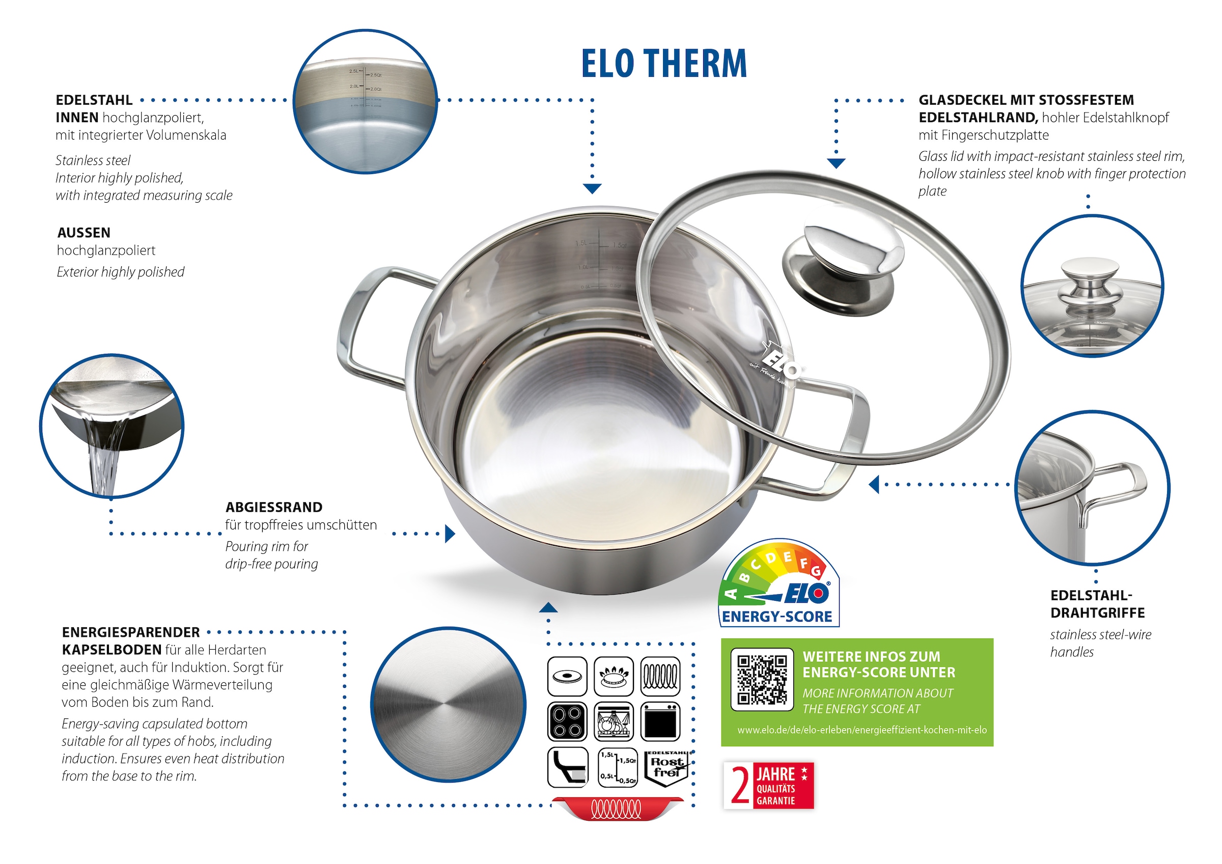 Elo Set de casseroles »Elo Therm Topfset 5-teilig« Set, 8 cuis tlg.