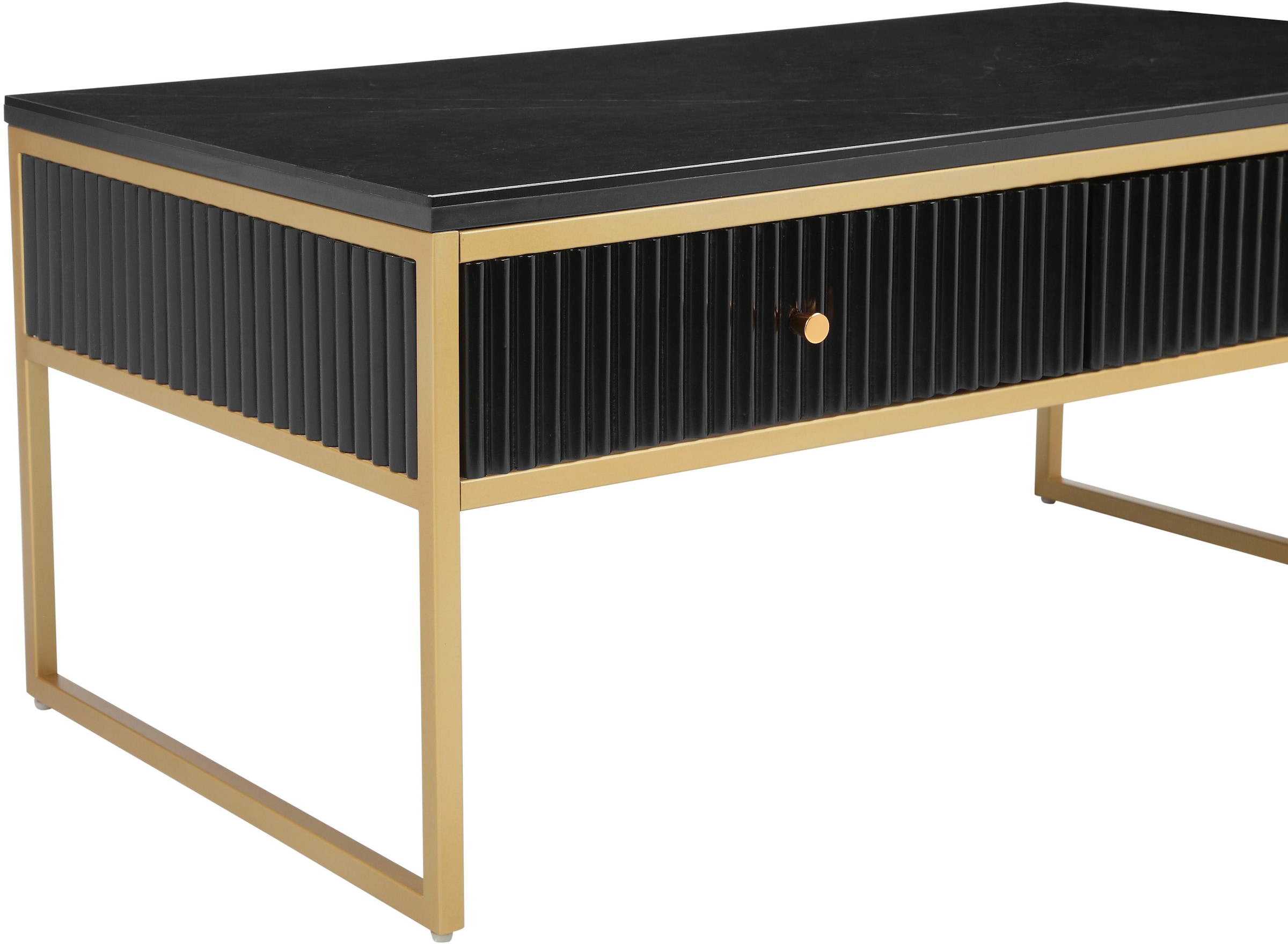 Leonique Table basse »Fleuriss« Keramikplatte, goldenen Beinen, FSC-zertifiziertem Holz, Breite 110 cm