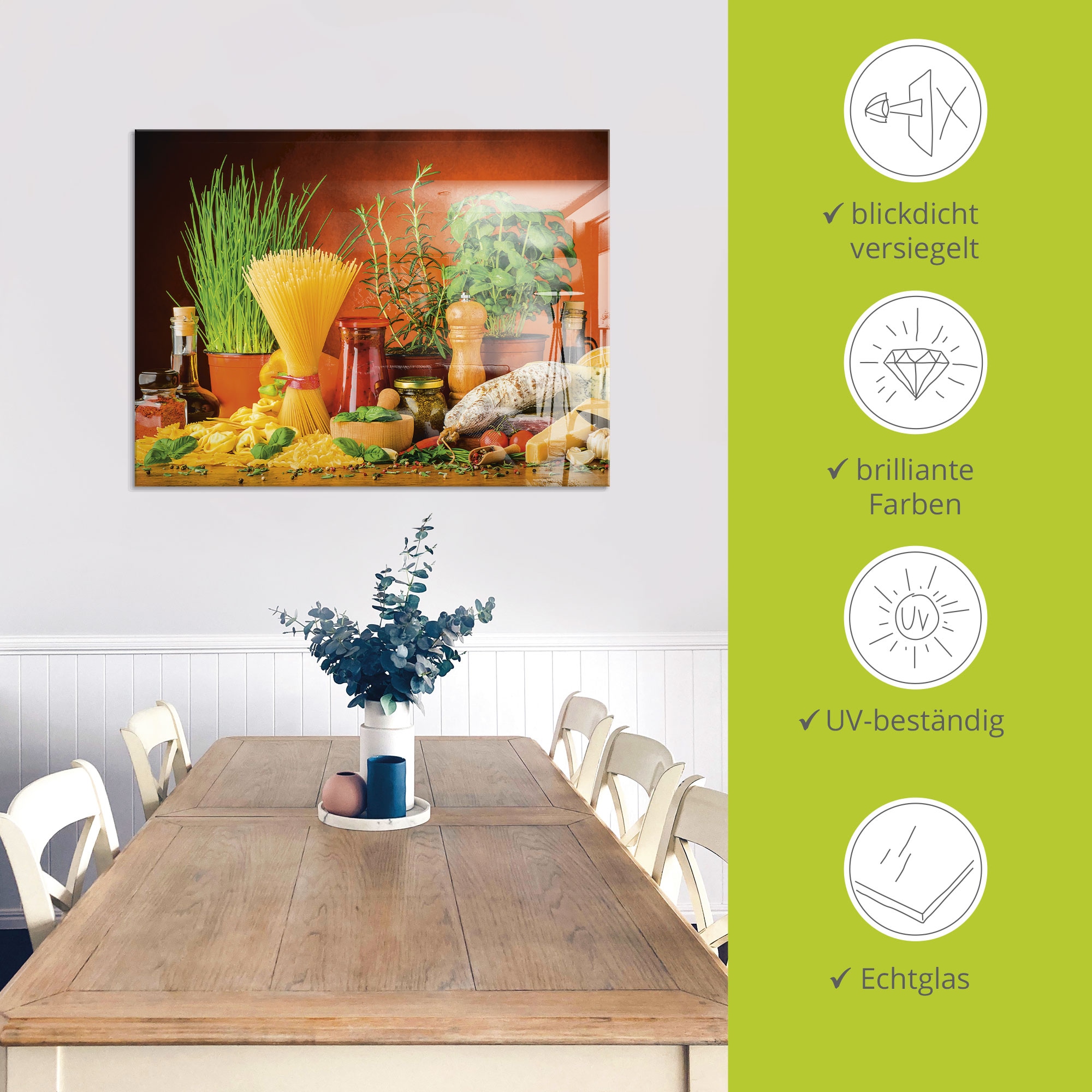 Artland Glasbild »Mediterranes und italienisches Essen« Lebensmittel 1 Stk. tlg. in verschiedenen Grössen