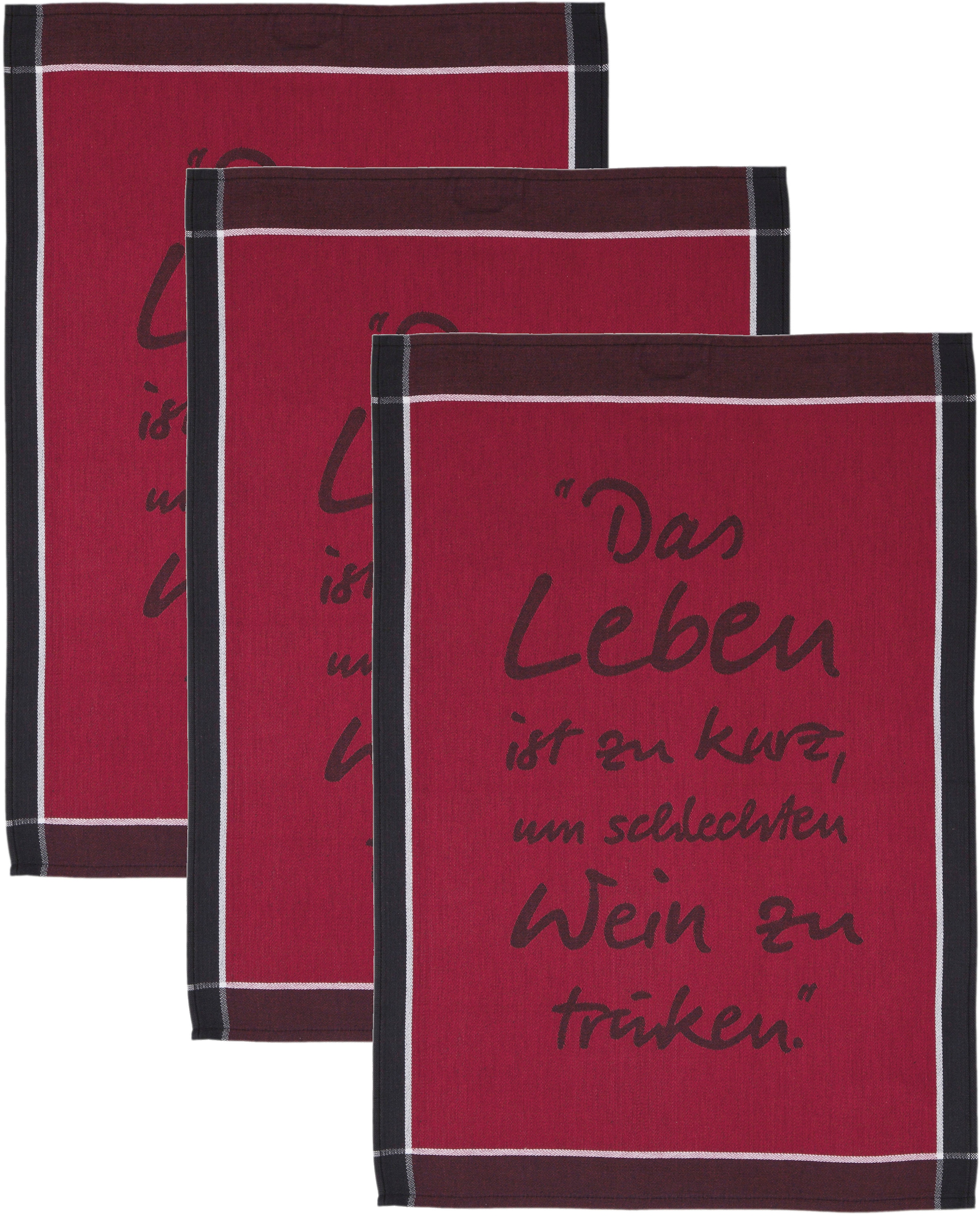 Image of ROSS Geschirrtuch "Das Leben ist zu kurz um schlechten Wein zu trinken" Sprüchetuch, aus 100% Baumwolle