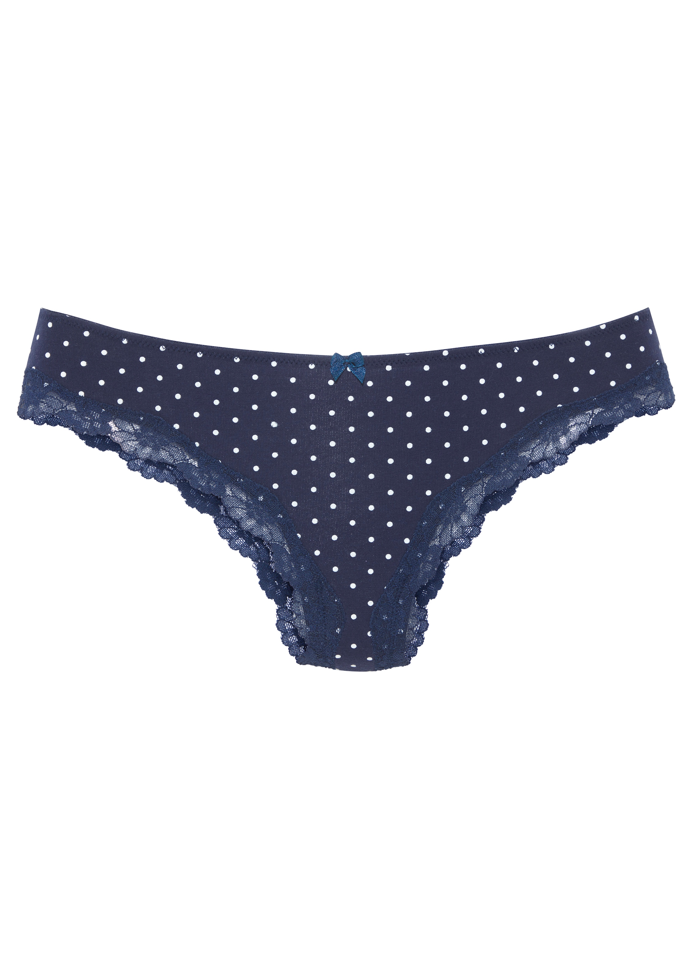 LASCANA Brasilslip 3er-Pack,  aus elastischer Baumwolle mit zarter Spitze