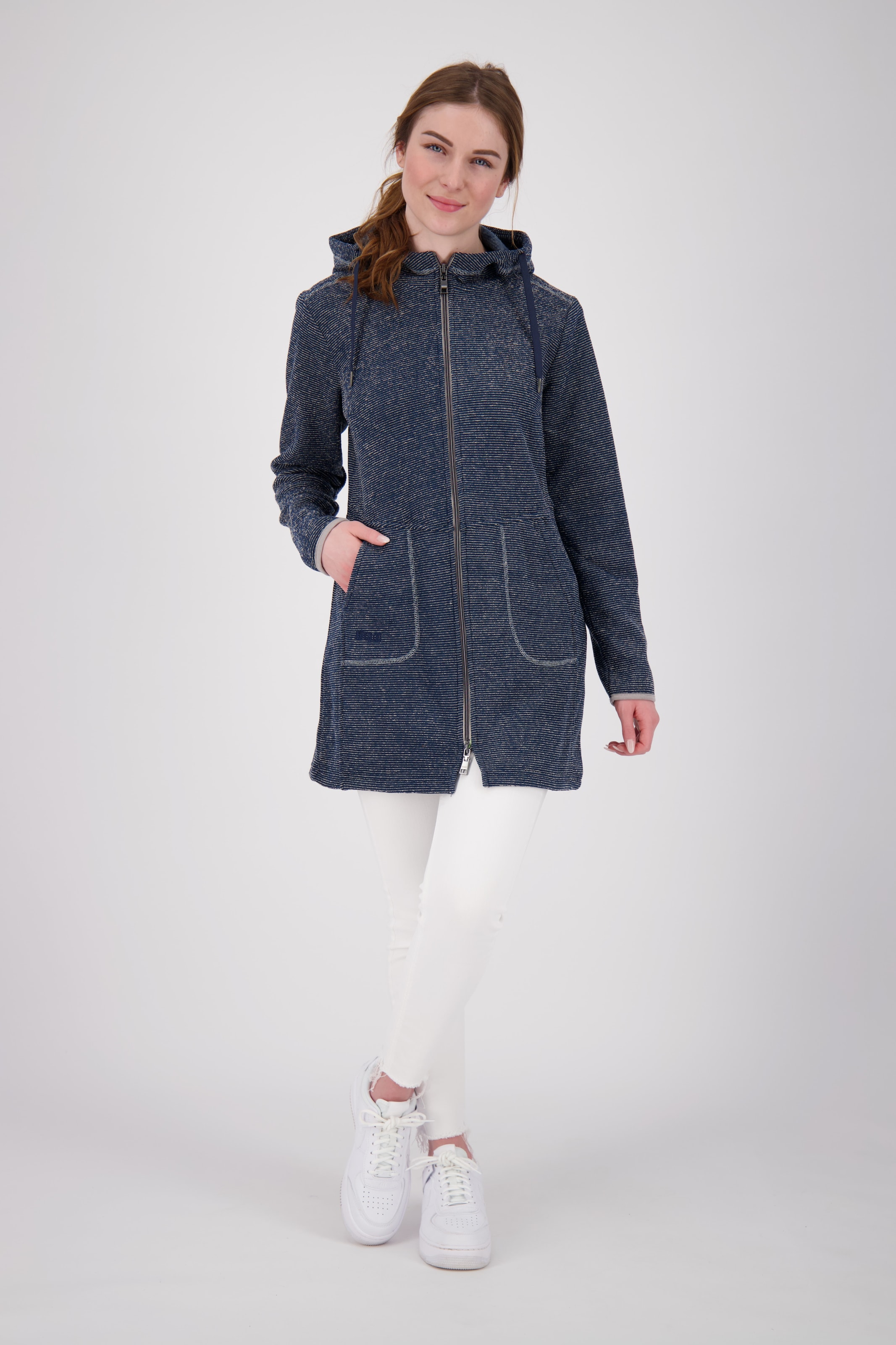 DEPROC Active Manteau en tricot »KENNEWICK II LONG« aussergewöhnlicher Feinstrickmantel mit Kontrastdetails