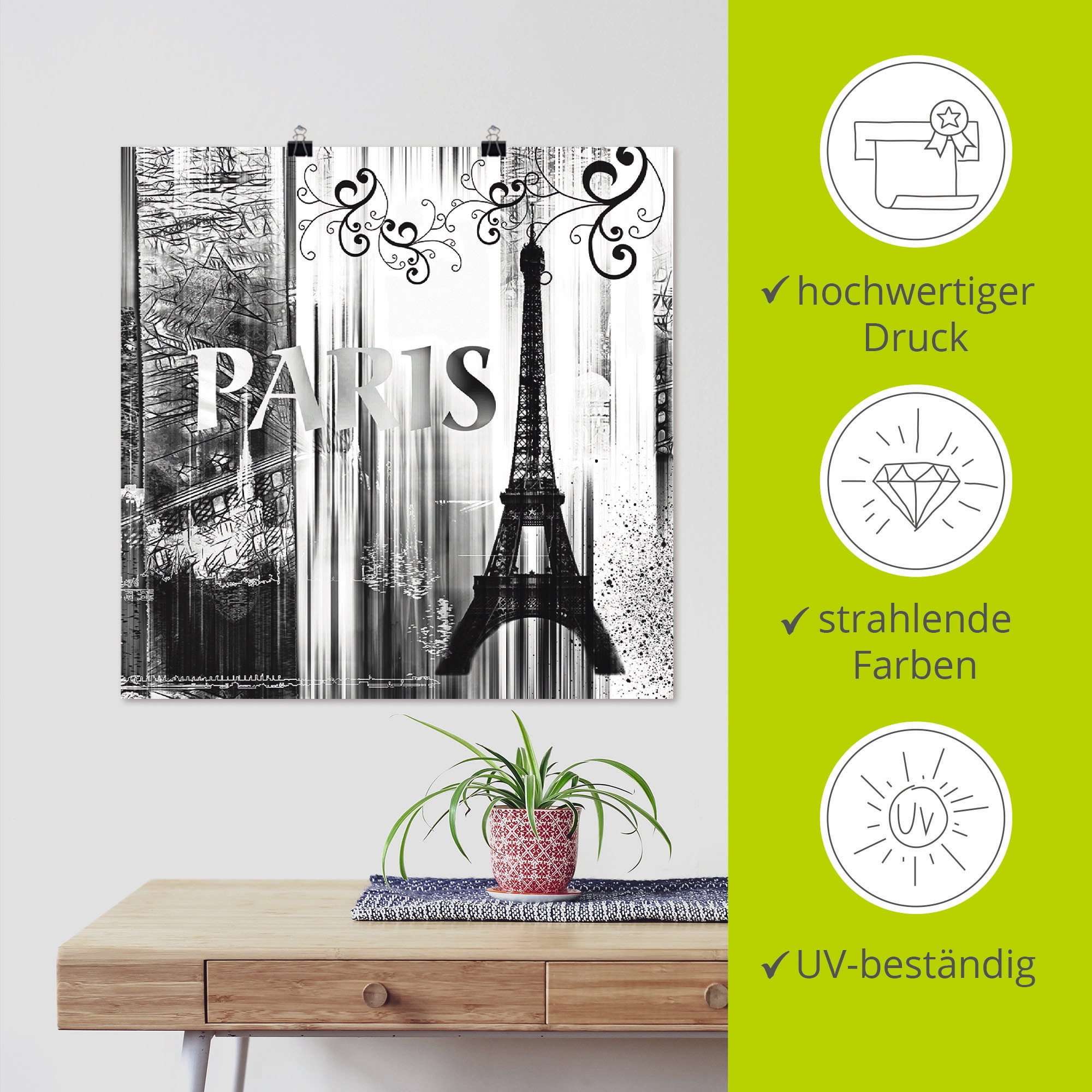 Artland Poster »Paris Weltstadt - Abstrakte Collage 04«, Gebäude, (1 St.), als Leinwandbild, Wandaufkleber oder Poster in versch. Grössen