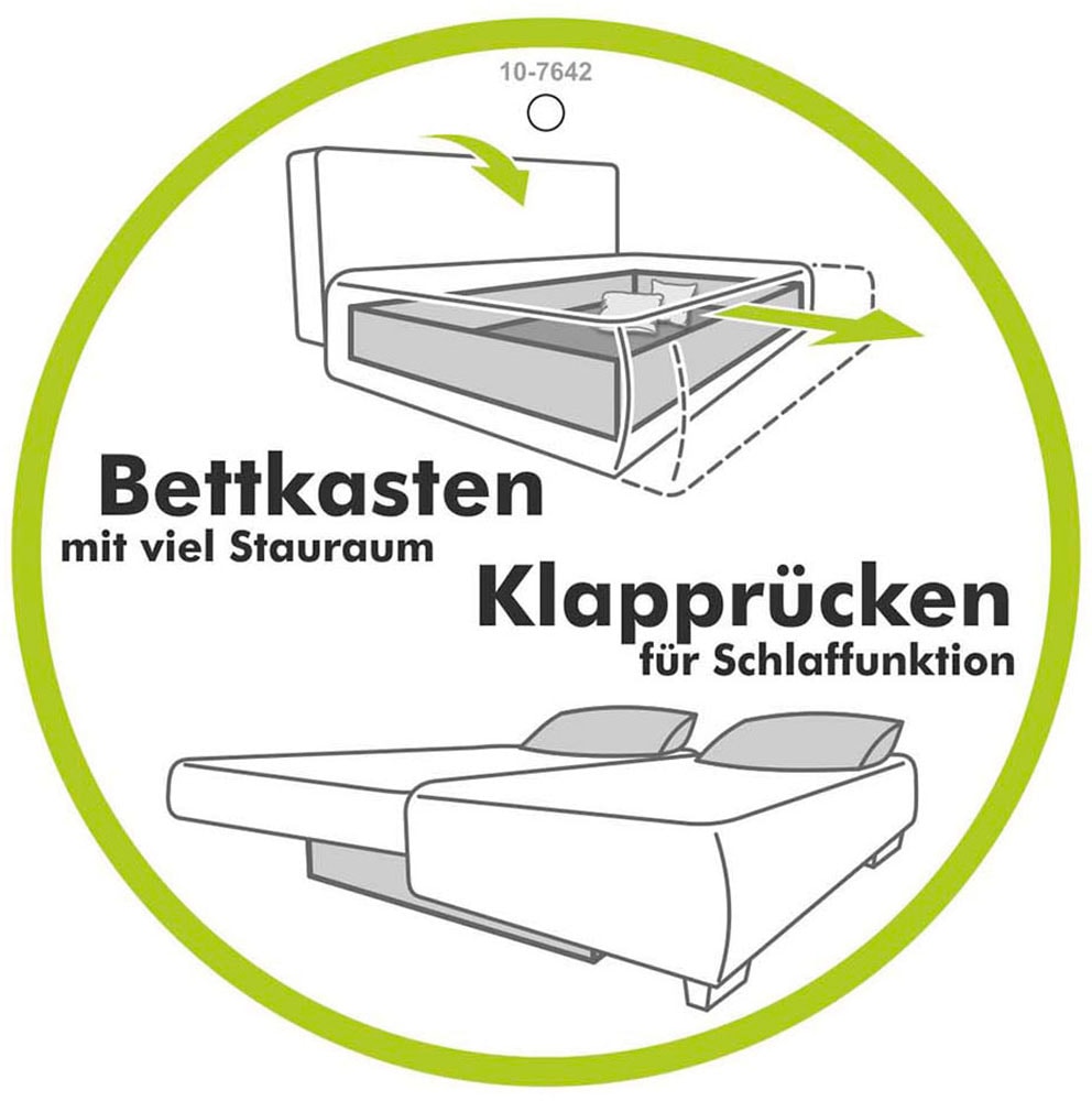 Jockenhöfer Gruppe Schlafsofa »Sunrise, B: 191 cm, Liegefl. 120x191 cm« mit Schlaffunktion, Bettkasten & Licht, Unser Dauertiefpreis