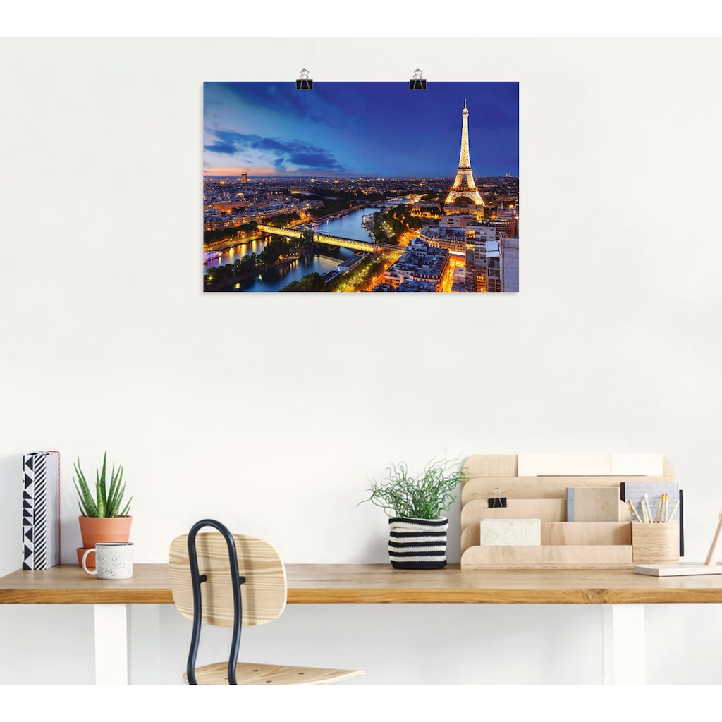 Artland Wandbild »Eiffelturm und Seine am Abend, Paris«, Paris, (1 St.)