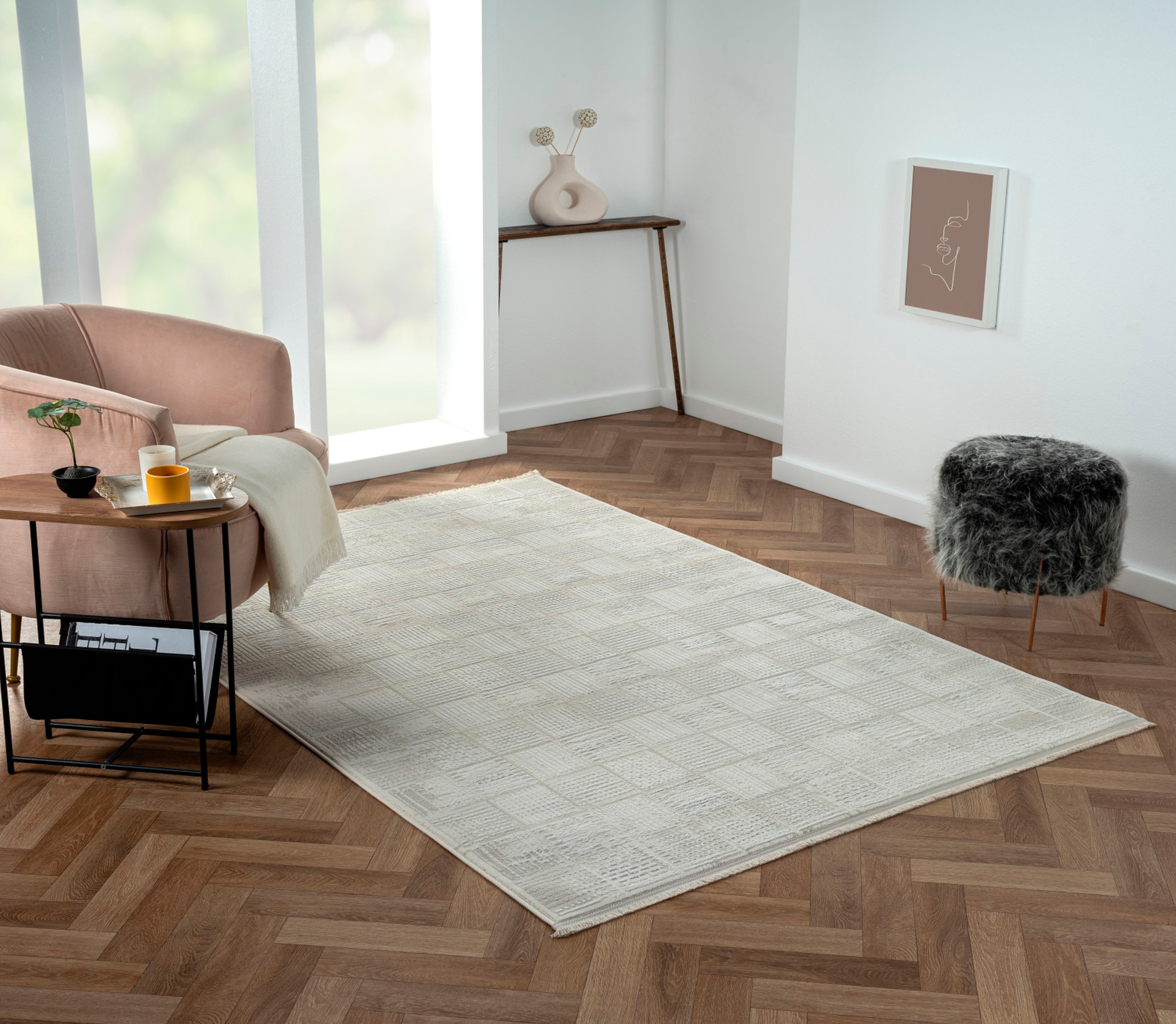 Image of Myflair Möbel & Accessoires Teppich "My House, LAGERRÄUMUNG" rechteckig 10 mm Höhe Kurzflor, Retro-Style, besonders weich durch Microfaser, mit Fransen