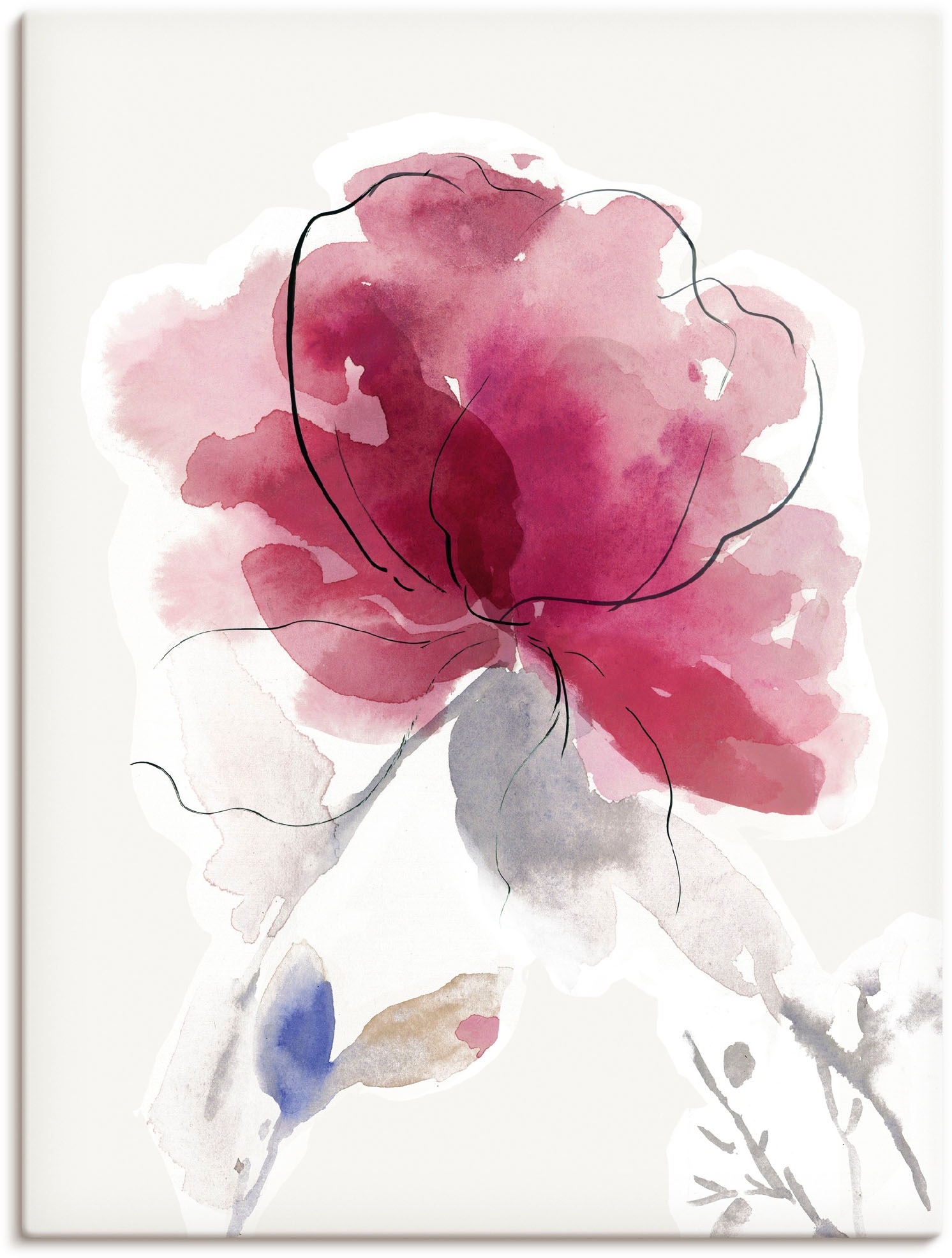 Image of Artland Leinwandbild "Rosige Blüte II." Blumenbilder 1 Stk. tlg. auf Holzrahmen gespannt