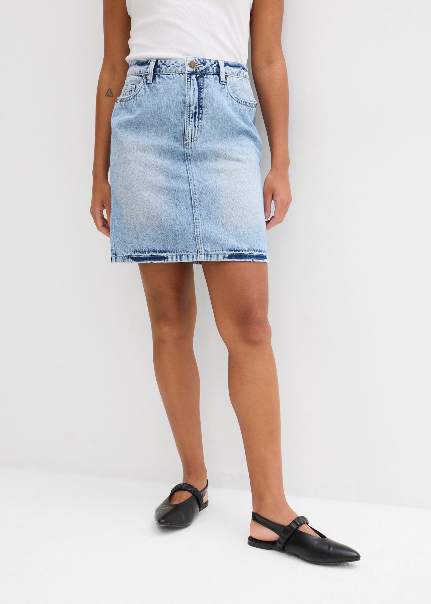 Image of bonprix Jeansrock regular fit, mit hinterem Schlitz, aus Baumwolle