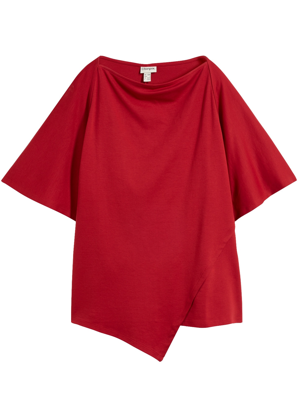 bonprix T-Shirt mit Wasserfallausschnitt, asymmetrischer Saum, Kurzarm-Design
