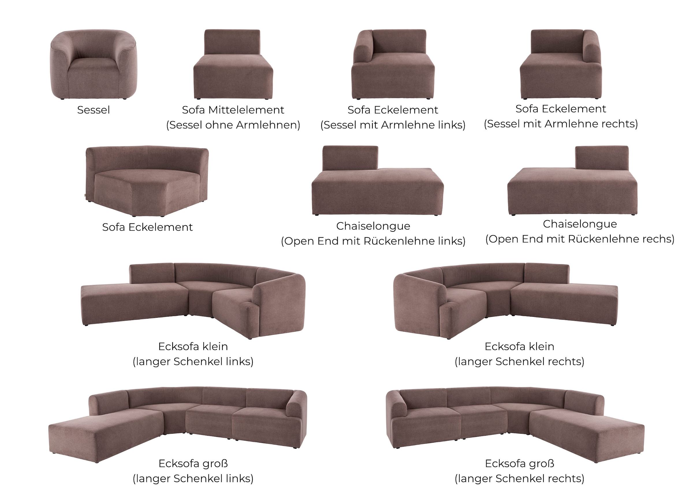 LeGer Home by Lena Gercke Ecksofa »LYZA L-Form links/rechts, Modularsofa "XL", Masse B/T/H: 287/267/74 cm« aus 4 Modulen, zusammen oder einzeln stellbar