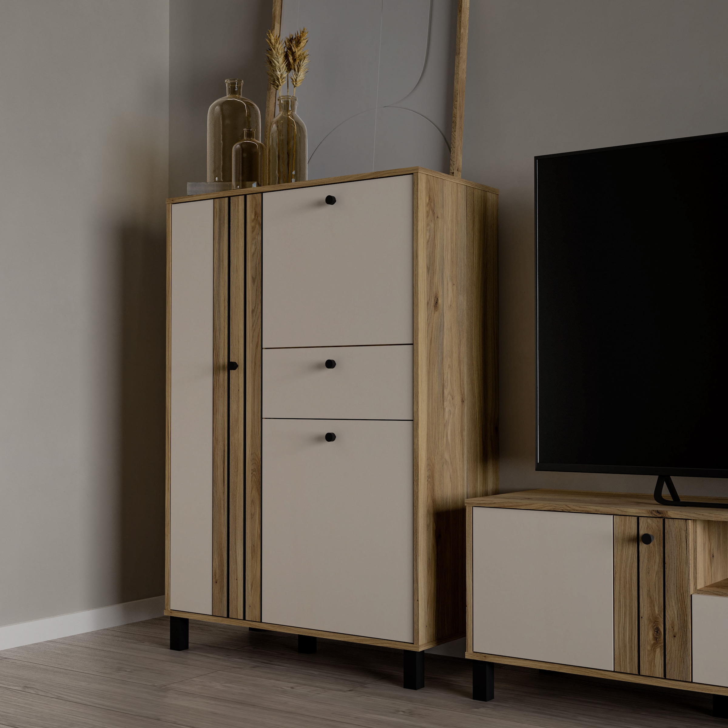 Image of FORTE Highboard "Killarney" Highboard, Soft Close, Stauraum