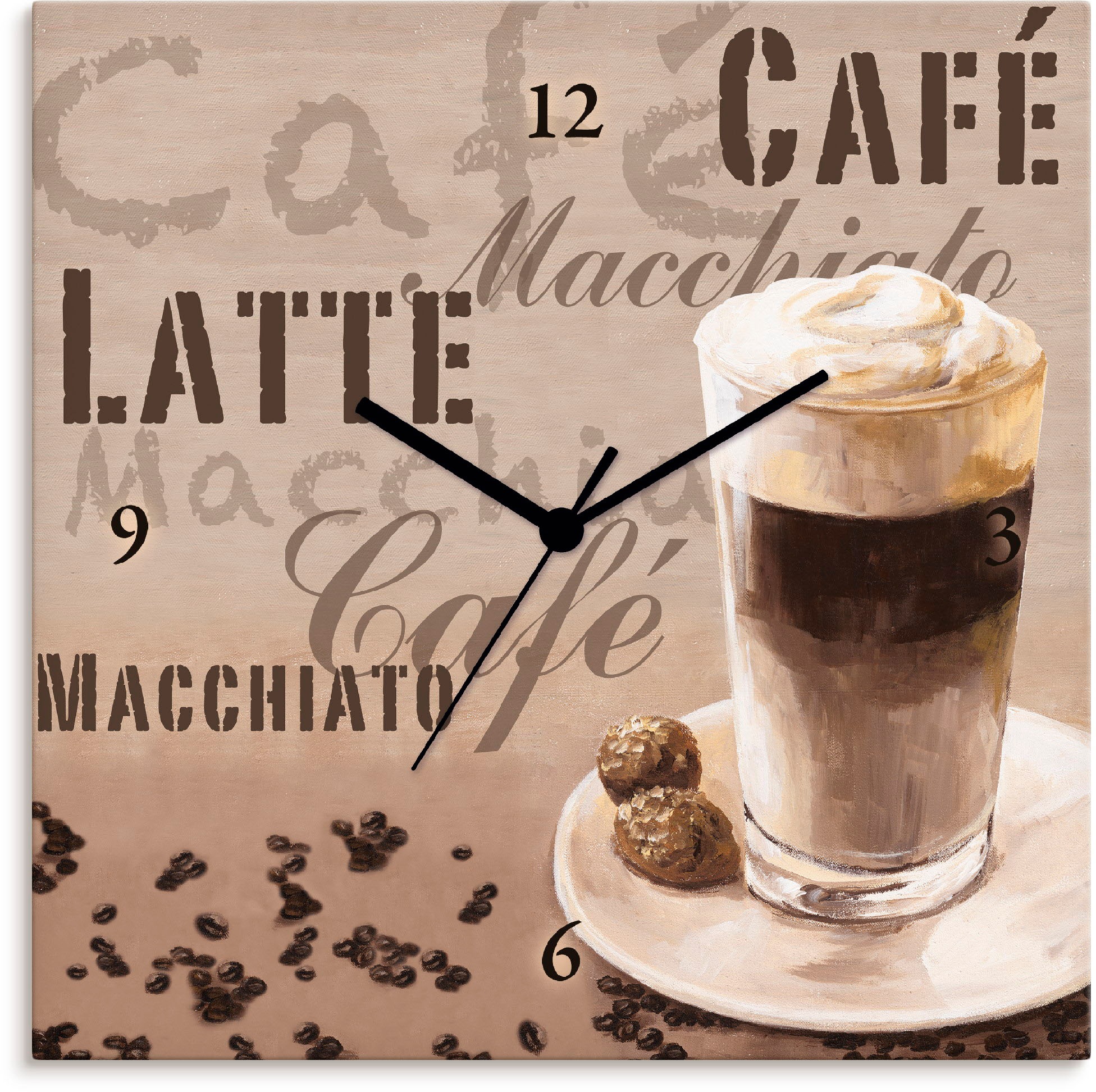 Image of Artland Wanduhr »Kaffee - Latte Macchiato«, lautlos, ohne Tickgeräusche, nicht tickend, geräuschlos - wählbar: Funkuhr o. Quarzuhr, moderne Uhr für Wohnzimmer, Küche etc. - Stil: modern bei Ackermann Versand Schweiz