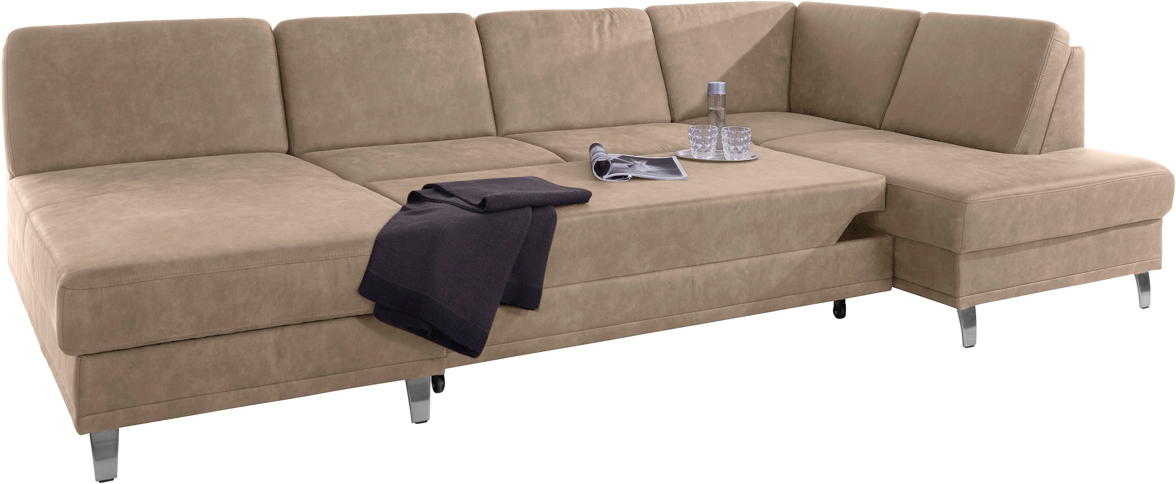 sit&more Wohnlandschaft »Clio U-Form«, wahlweise mit Bettfunktion und Bettkasten, inklusive Federkern