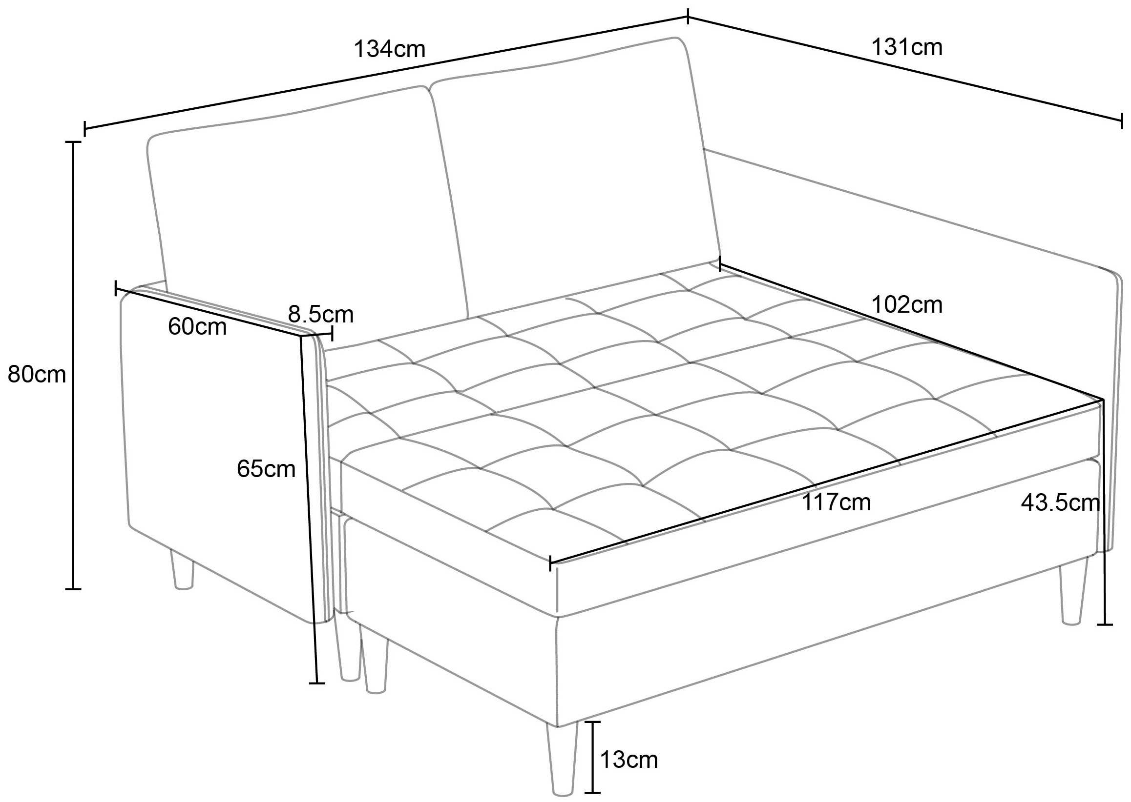 Dorel Home Ecksofa »LINDHUS, L-Form, verschiedene Stellvarianten, Loungesofa, Schlaf-Liege«, Modulsofa, Recamiere, grosser Bettkasten, Cord, Chenille