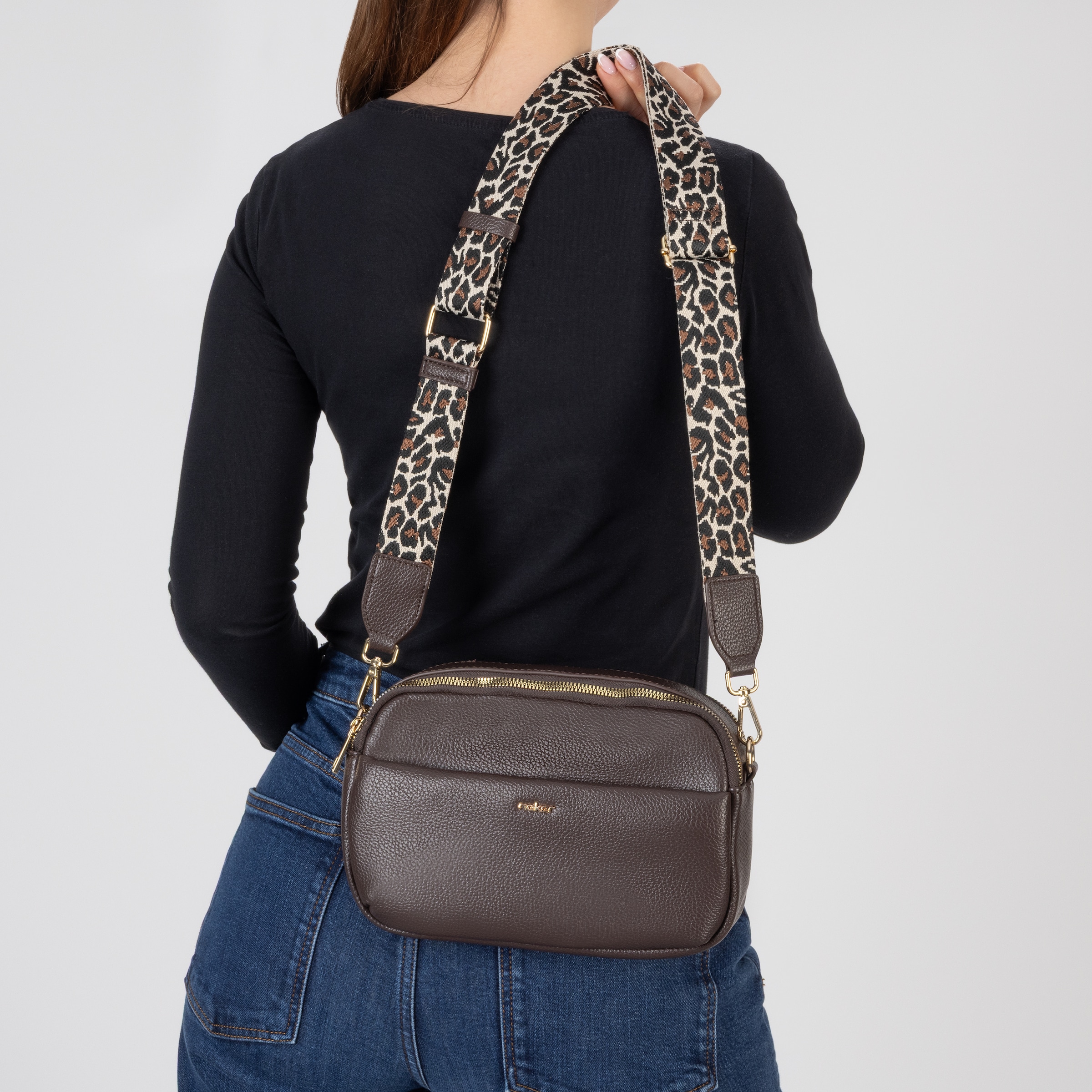 Rieker Sac à bandoulière Sac à bandoulière pour femme, sac à main avec deux fermetures éclair