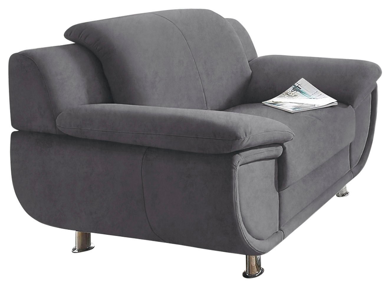 TRENDMANUFAKTUR Sessel »Rondo, Breite 121 cm, breite Armlehnen, Füsse chromfarben« Big-Sessel wahlweise mit Federkern, bequem