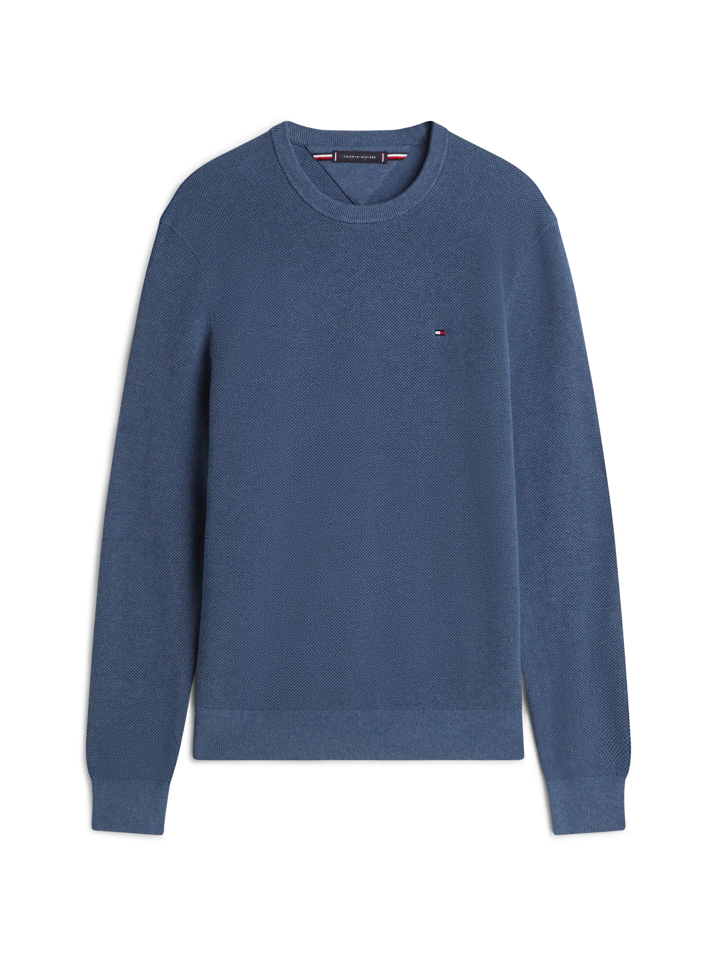 Tommy Hilfiger Rundhalspullover »ESSENTIAL STRUCTURE CREW NECK mit Struktur und Label« unifarben, casual, regular fit, Baumwolle, Rundhals