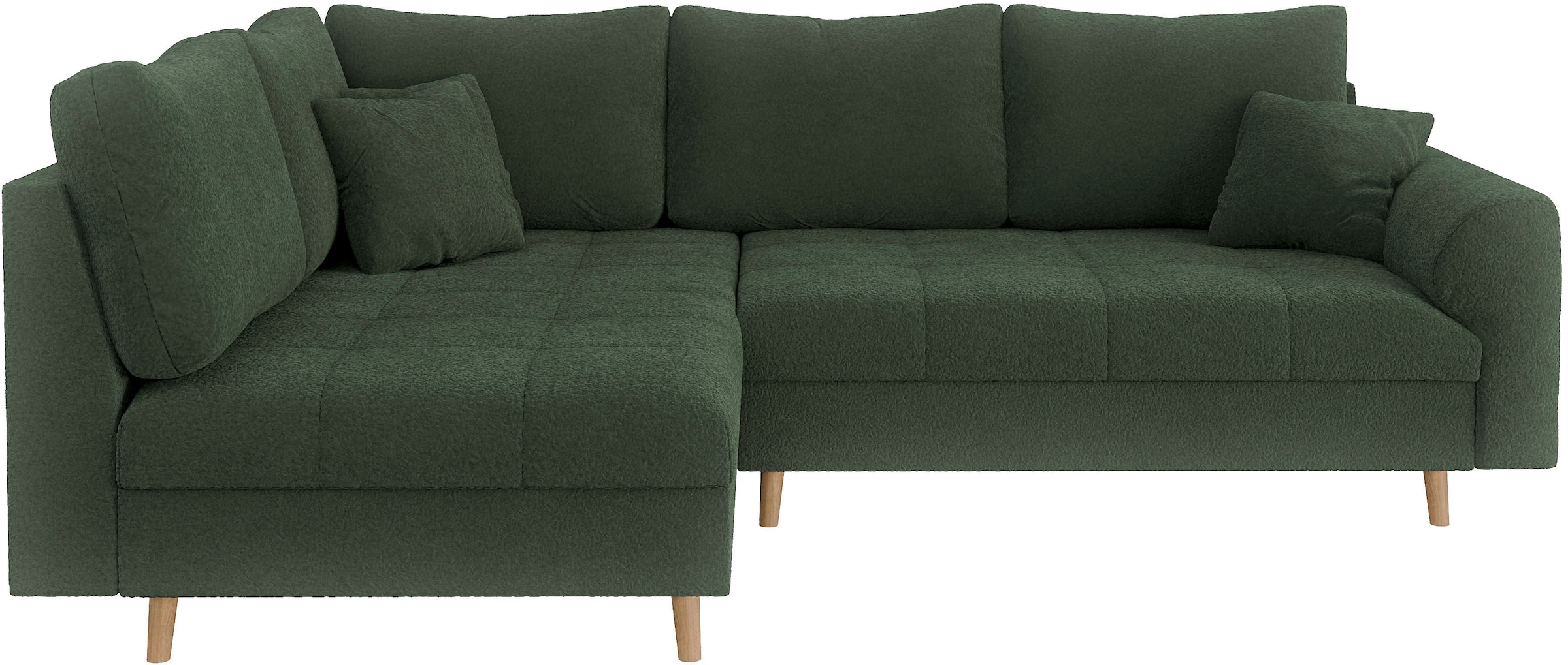 Home affaire Ecksofa »CHARRE L-Form mit Ottomane, Masse B/T/H: 231/161/81 cm«, feine Steppung, lose Rücken- und Zierkissen, auch in Cord und Bouclé