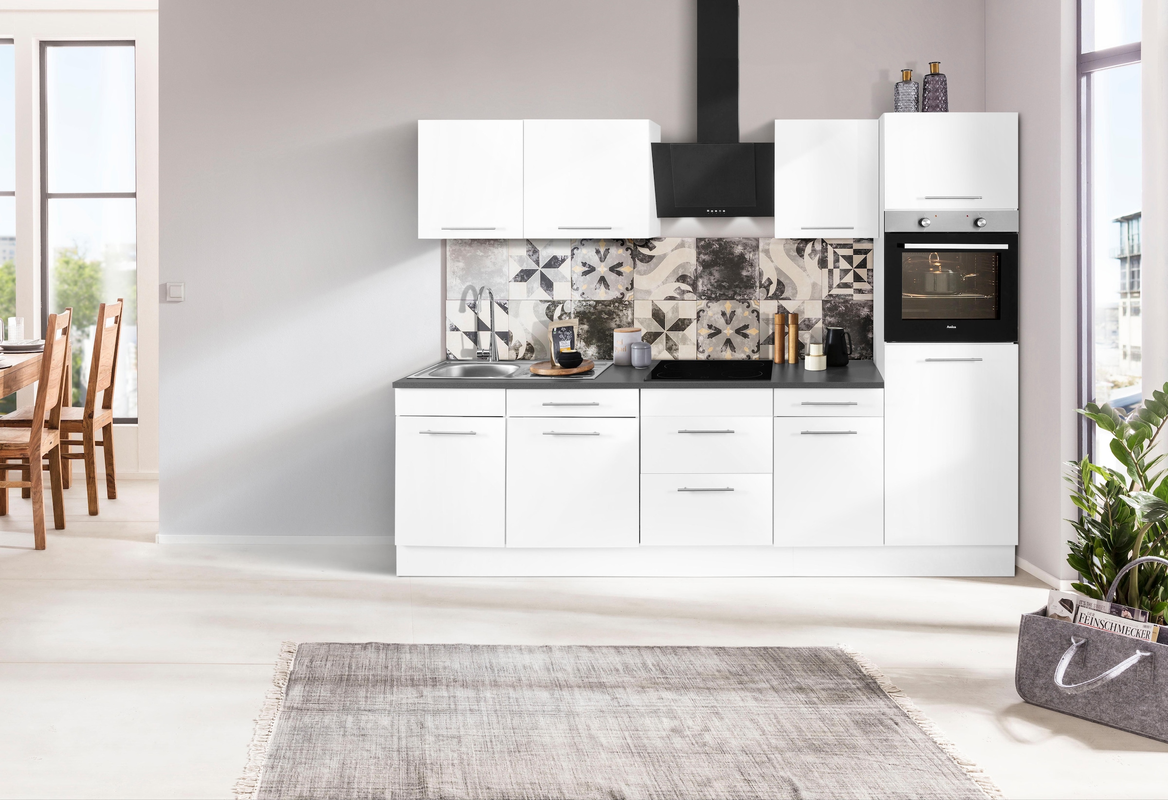wiho Küchen Küchenzeile »Ela«, Breite 280 cm, Soft-Close-Funktion, höhenverstellbare Füsse
