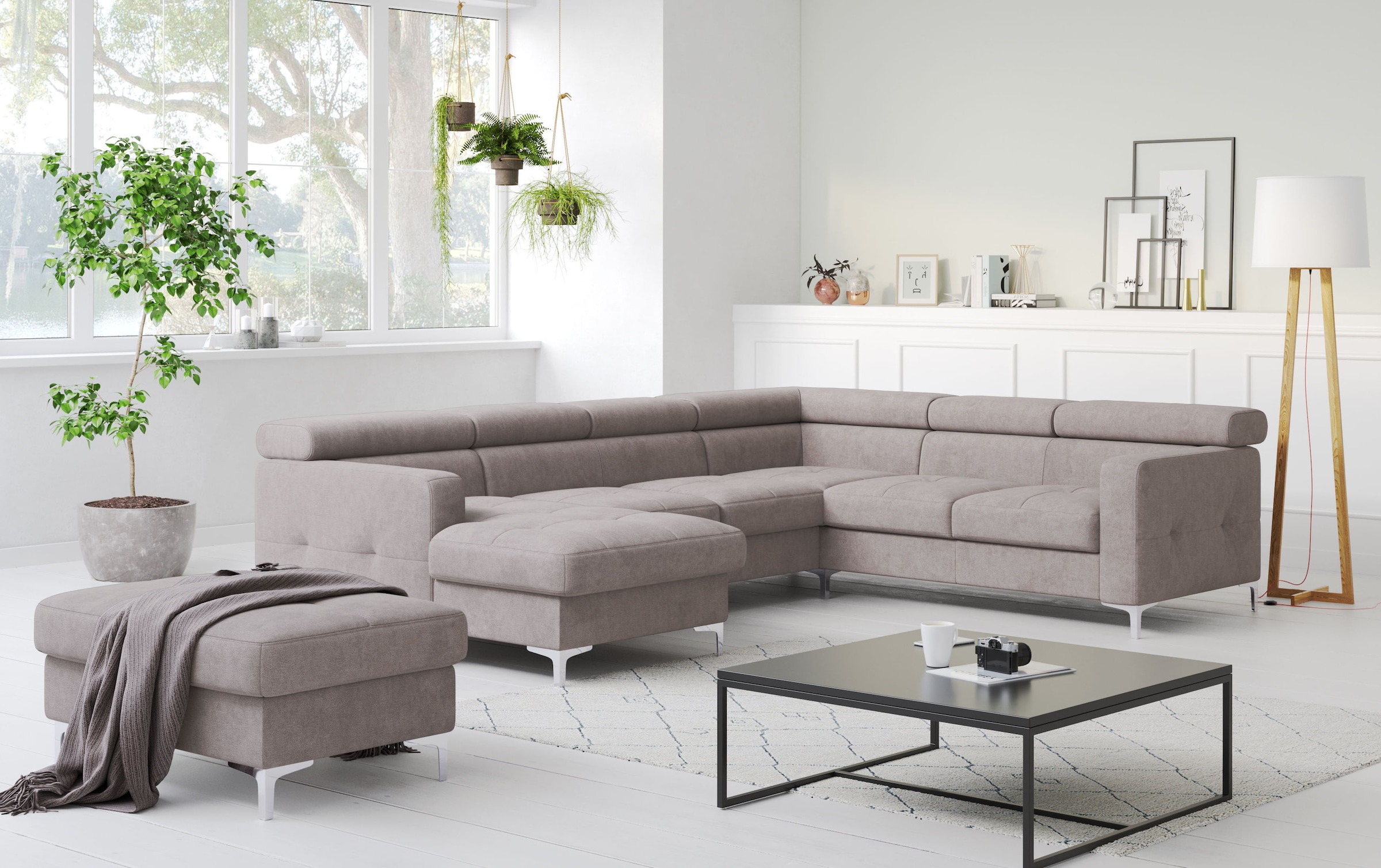 COTTA Wohnlandschaft »Sammy U-Form« mit Kopfteilverstellung, wahlweise mit Bettfunktion & Bettkasten