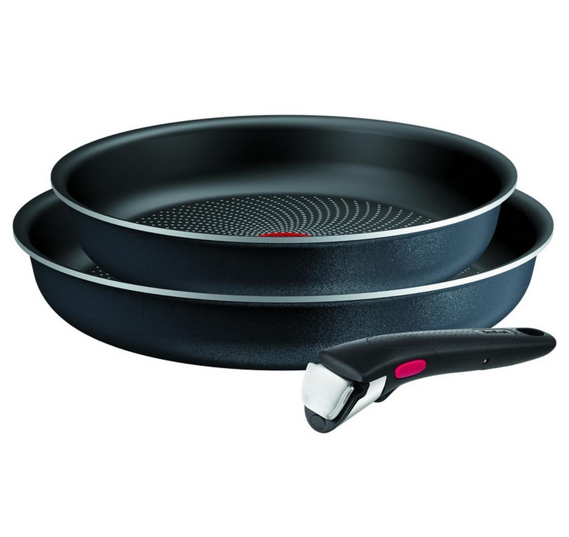 Tefal Set de poêles »Ingenio So'Light, Pfannenset abnehmbarer Griff, Light Tech Technologie« Aluminium Ensemble, 2 poêles Ø 24/28 cm, 1 poignée amovible, fabriqué en France, 3 tlg. empilable, gain de place, nettoyage facile, induction, L72391
