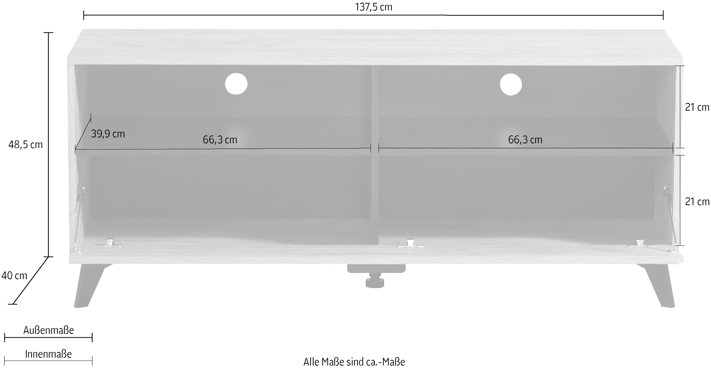 INOSIGN Lowboard »Umbria«, Kommode, Breite 137,5 cm