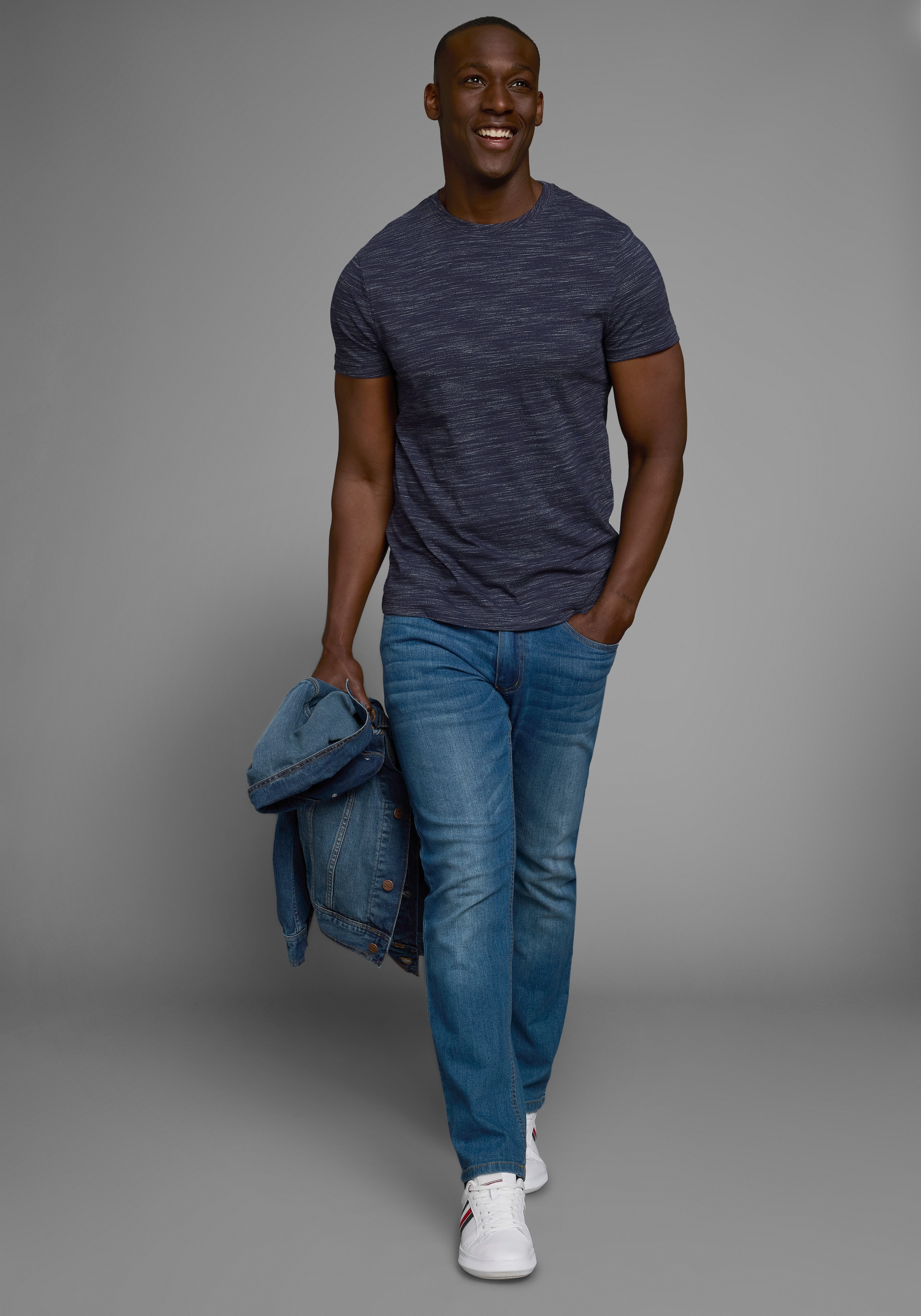 AJC T-Shirt, Kurzarm, Regular Fit, meliert, Rundhalsausschnitt