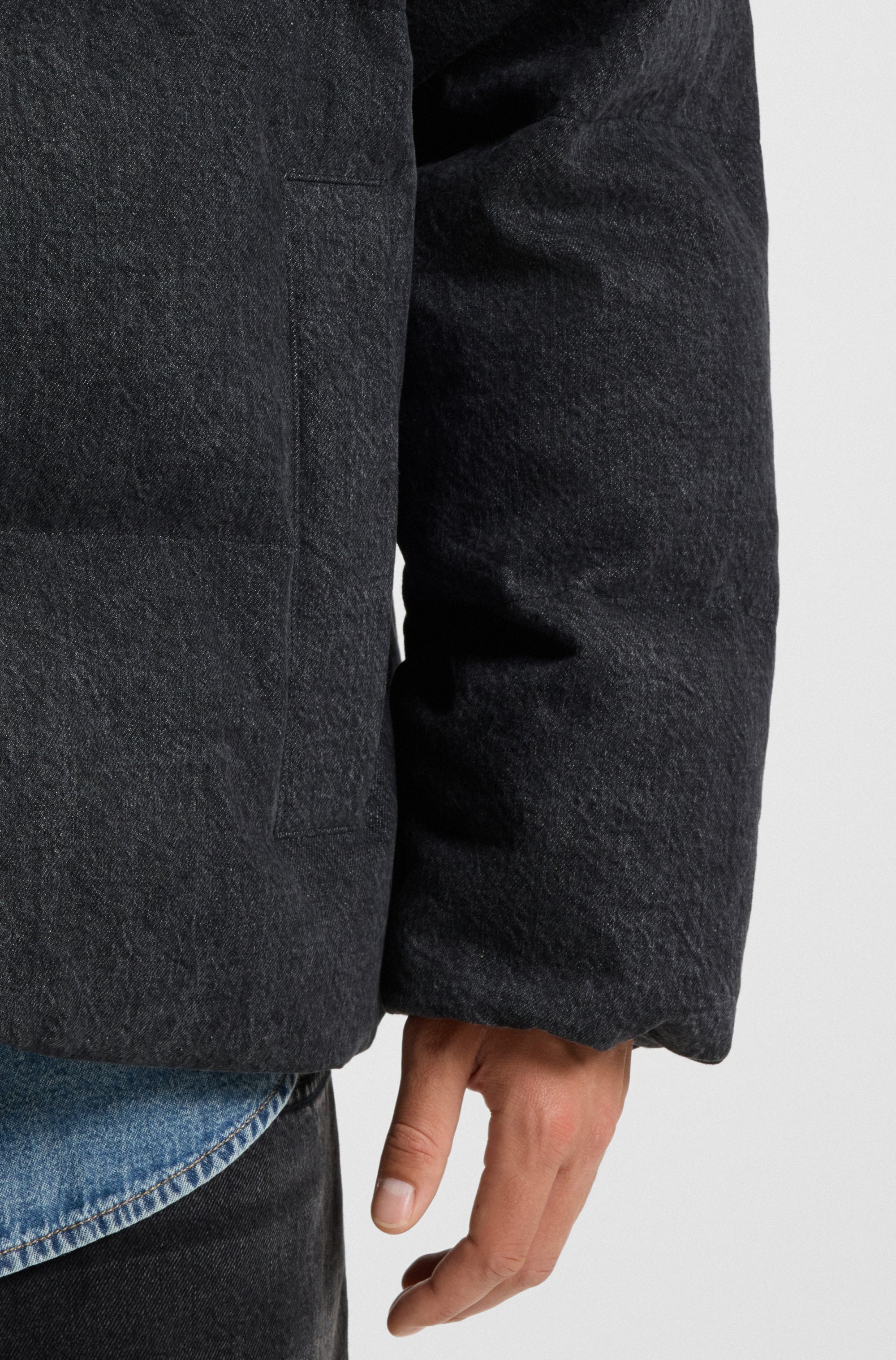 HUGO Blue Veste en jean »Bowan« mitKapuze kontrastfarbige Kapuze, lockere Passform, Denim mit Vintage-Waschung