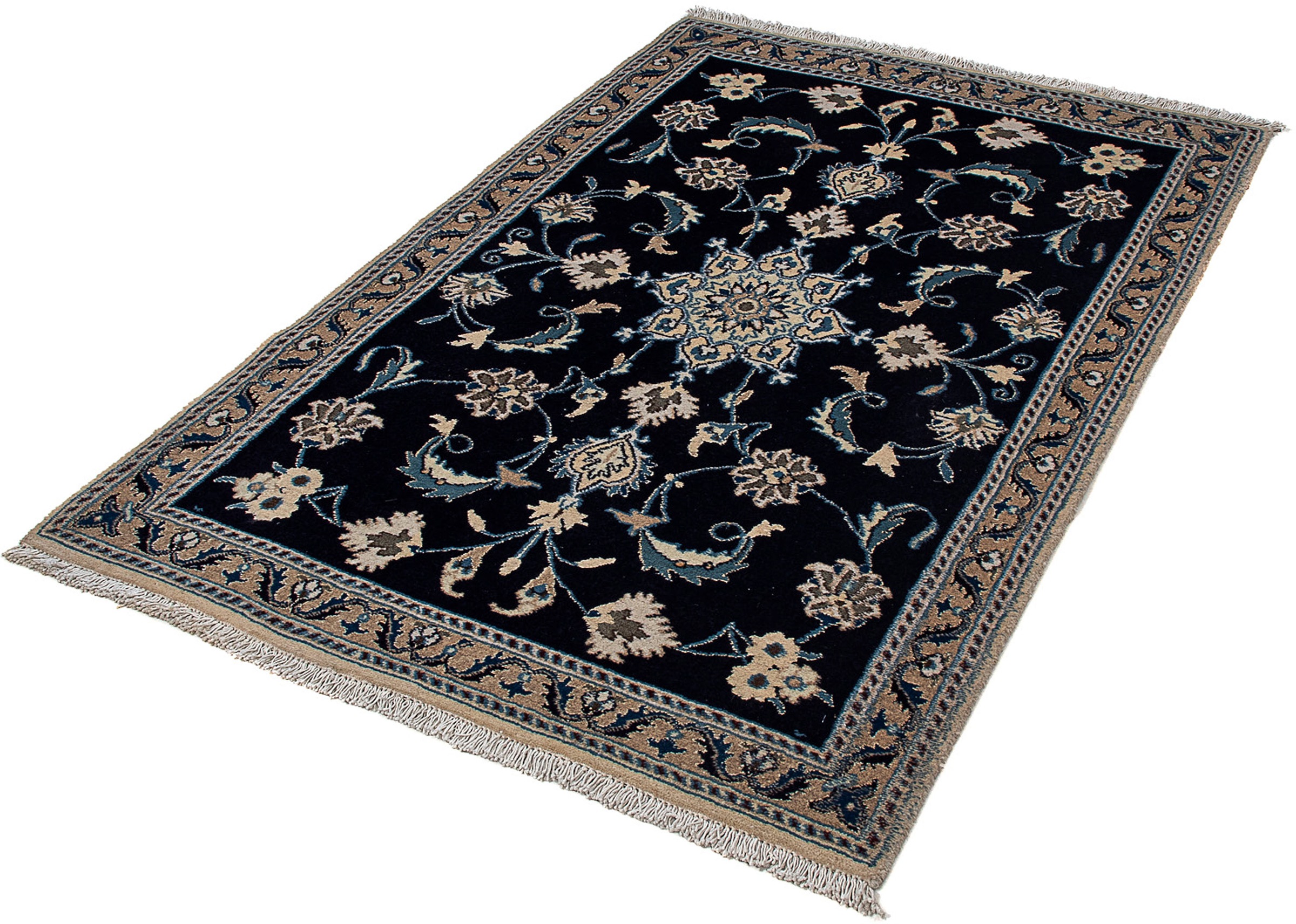 Image of morgenland Orientteppich »Perser - Nain - Royal - 147 x 96 cm - dunkelblau«, rechteckig, 10 mm Höhe, Wohnzimmer, Handgeknüpft, Einzelstück mit Zertifikat bei Ackermann Versand Schweiz