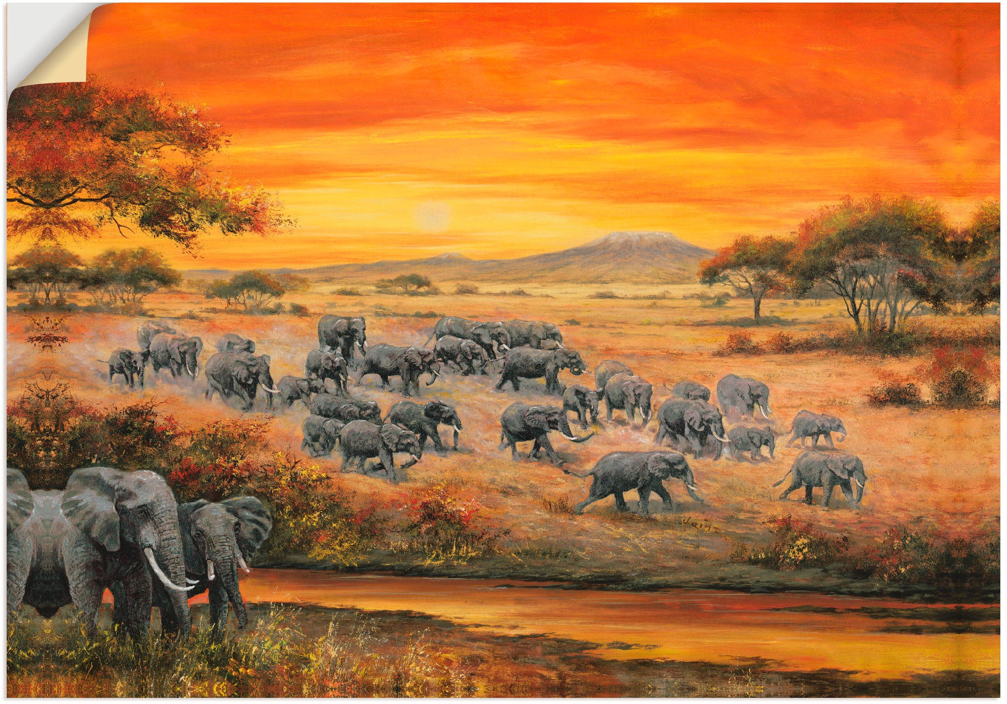 Image of Artland Wandbild »Wildes Leben - Elefanten«, Wildtiere, (1 St.), in vielen Grössen & Produktarten - Alubild / Outdoorbild für den Aussenbereich, Leinwandbild, Poster, Wandaufkleber / Wandtattoo auch für Badezimmer geeignet bei Ackermann Versand Schweiz