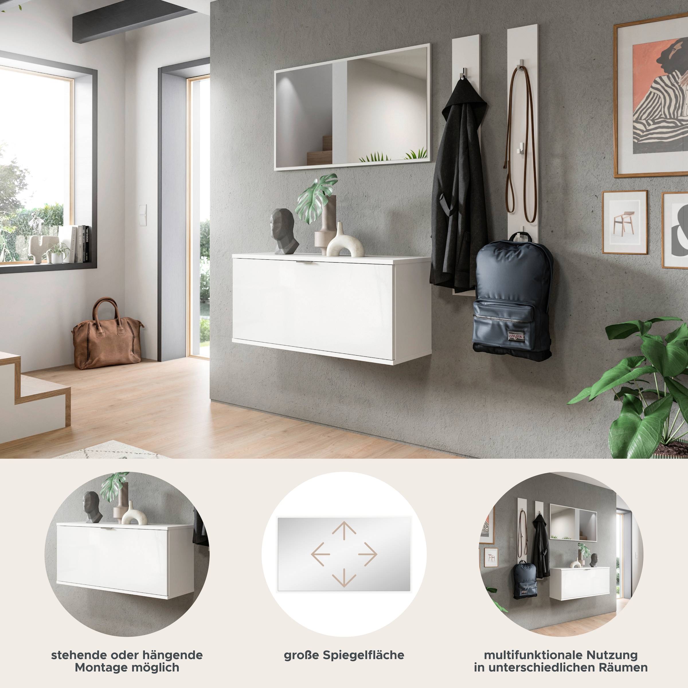 INOSIGN Garderoben-Set »Trondheim Garderobenset 3-tlg. , Breite 130 cm,« 3 Stk. tlg.